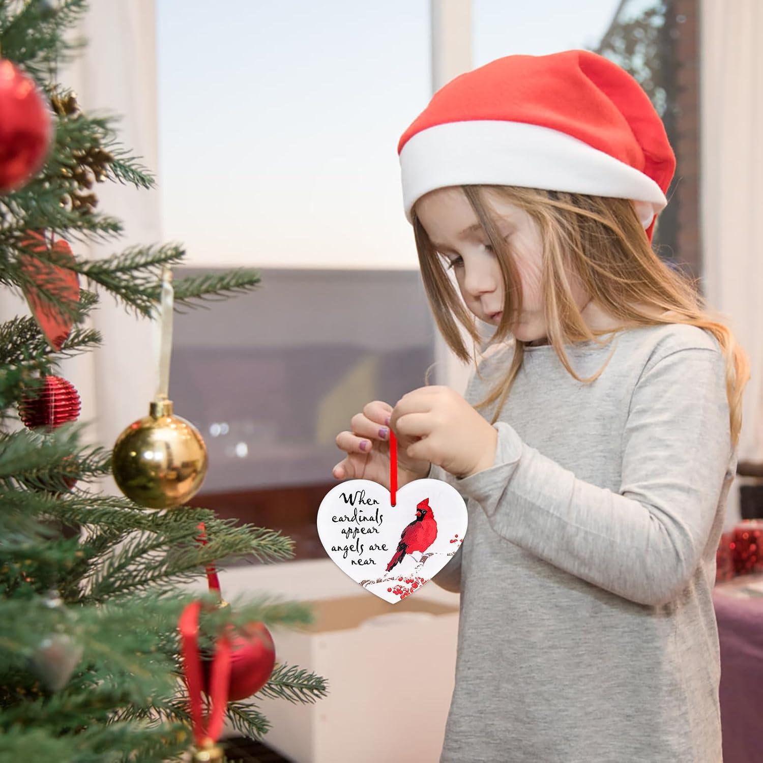 WaaHome Metal Red Cardinal Christmas Ornaments - Christmas in Heaven Ornament - Memorial Christmas Ornaments Gifts for Loss of Loved One - Cardinal Ornaments for Christmas Tree Decorations