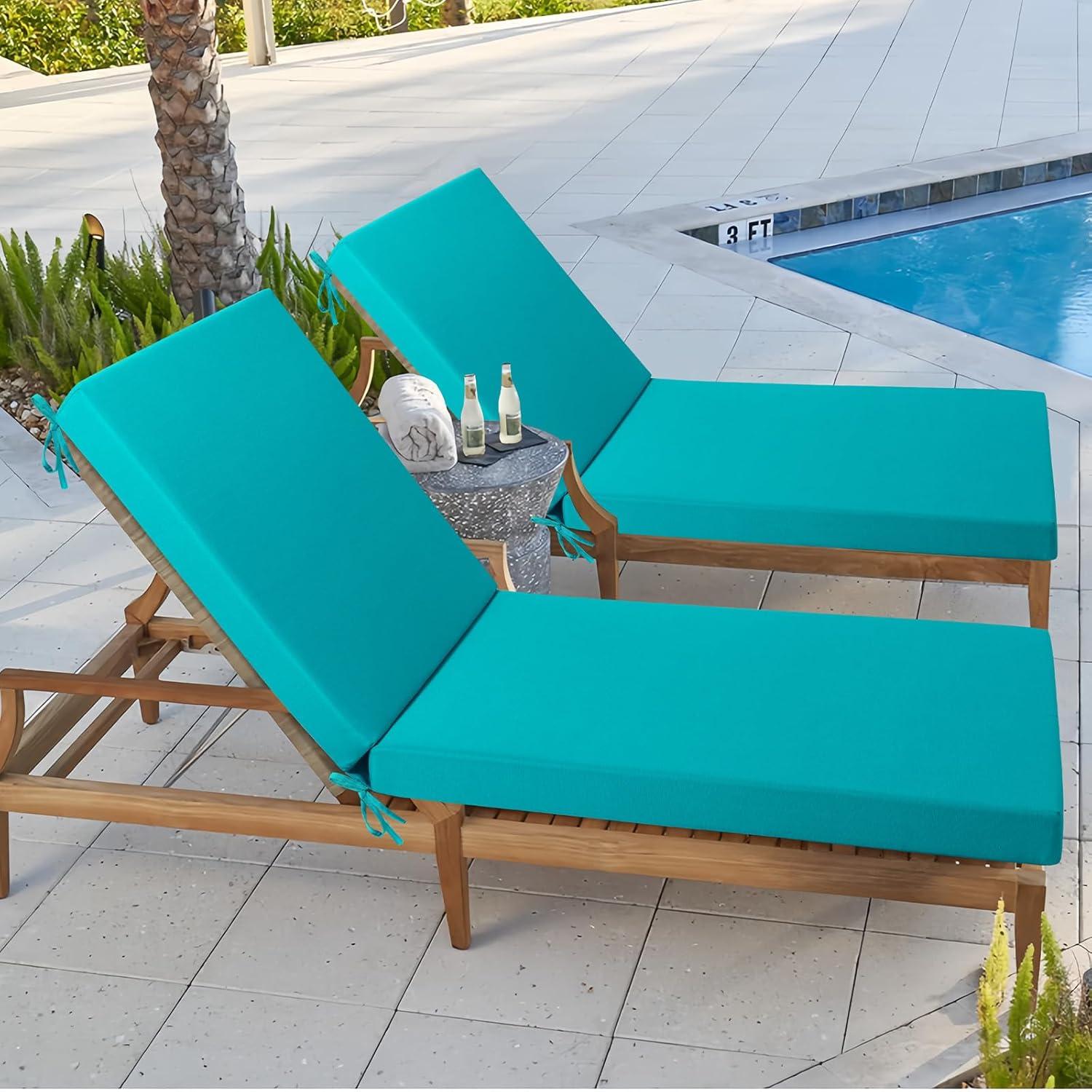 idee-home Chaise Lounge Cushions Outdoor, Lounge Chair Cushions for Patio Furniture Weather and Stain Resistant for Lawn Pool