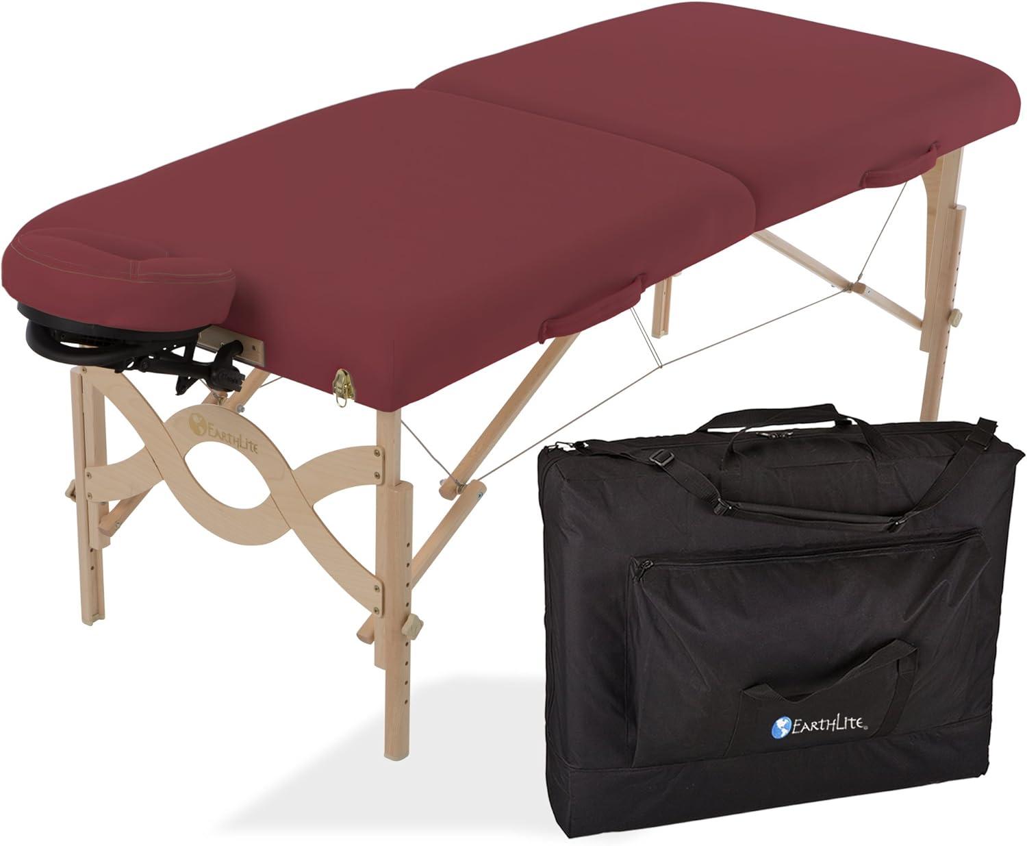 EARTHLITE Avalon Portable Massage Table Package Flat \xe2\x80\x93 Reiki Endplate, Premium Flex-Rest Face Cradle & Strata Cushion, Carry Case (30\xe2\x80\x9dx73\xe2\x80\x9d)