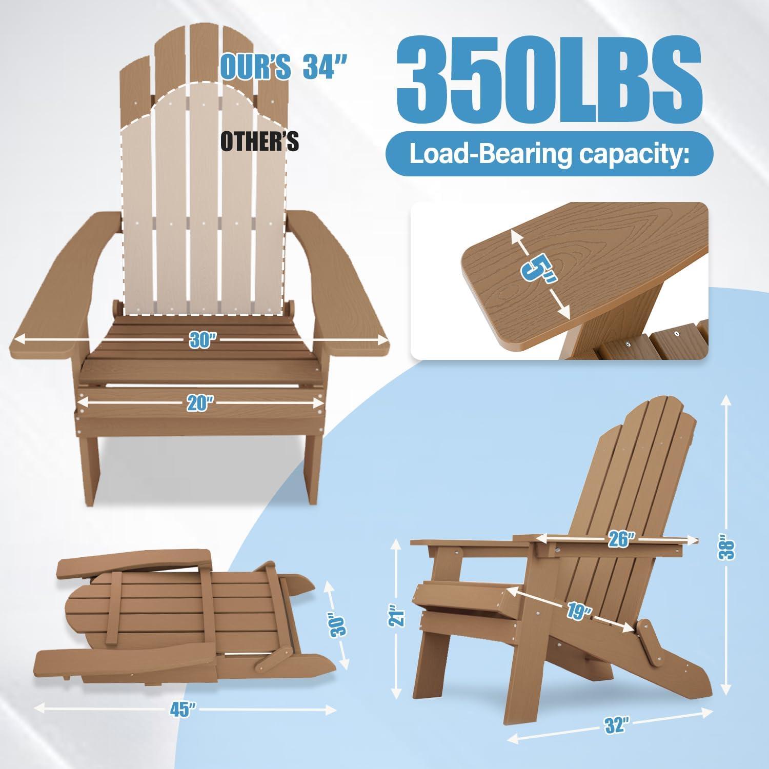 Highland Dunes Outdoor Plastic Folding Adirondack Chair For All Weather (Set Of 4) (Set of 4)
