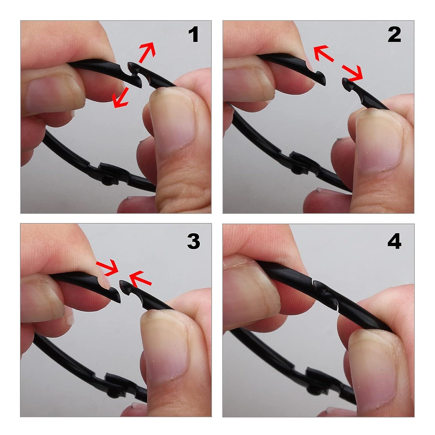 Dznils Rustproof Round Metal Shower Curtain Hooks Rings, Black, Set of 24