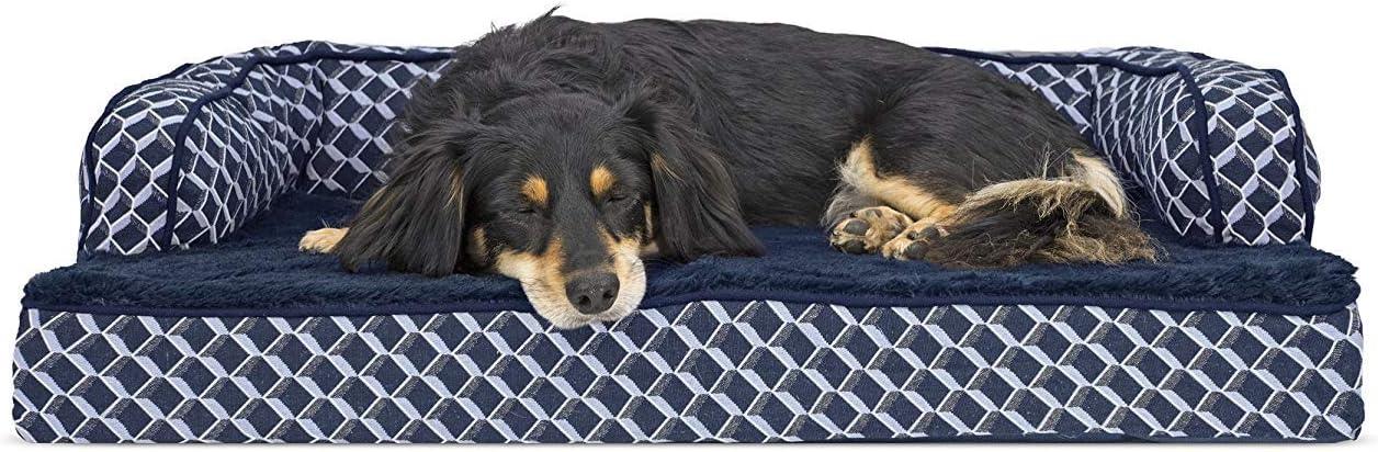 FurHaven Plush & Diamond Décor Comfy Couch Pet Bed
