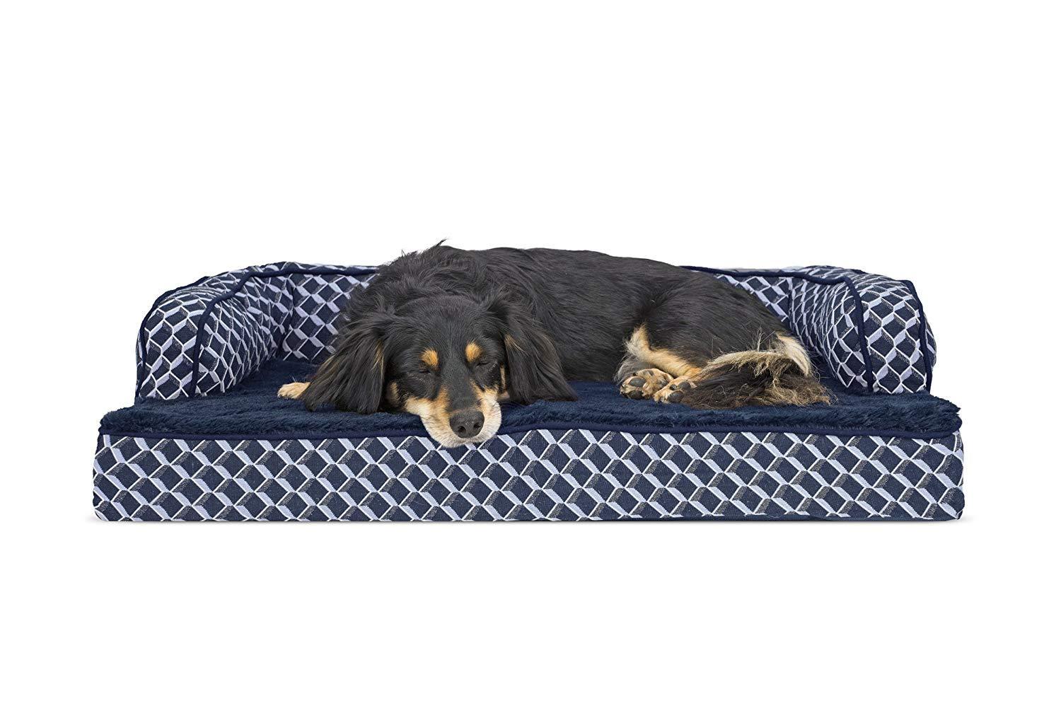 FurHaven Plush & Diamond Décor Comfy Couch Pet Bed