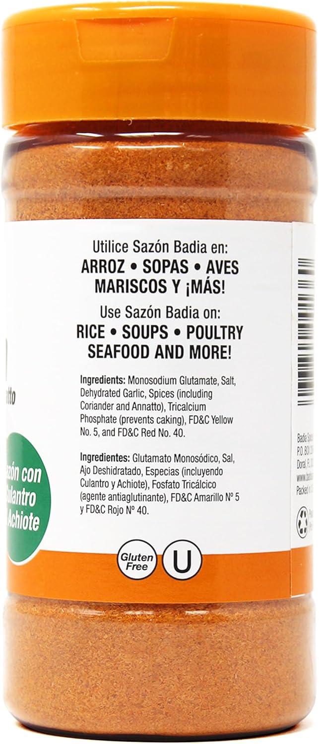 Badia 7 oz-Sazon Coriander & Annatto Seasoning / Culantro & Achiote Kosher