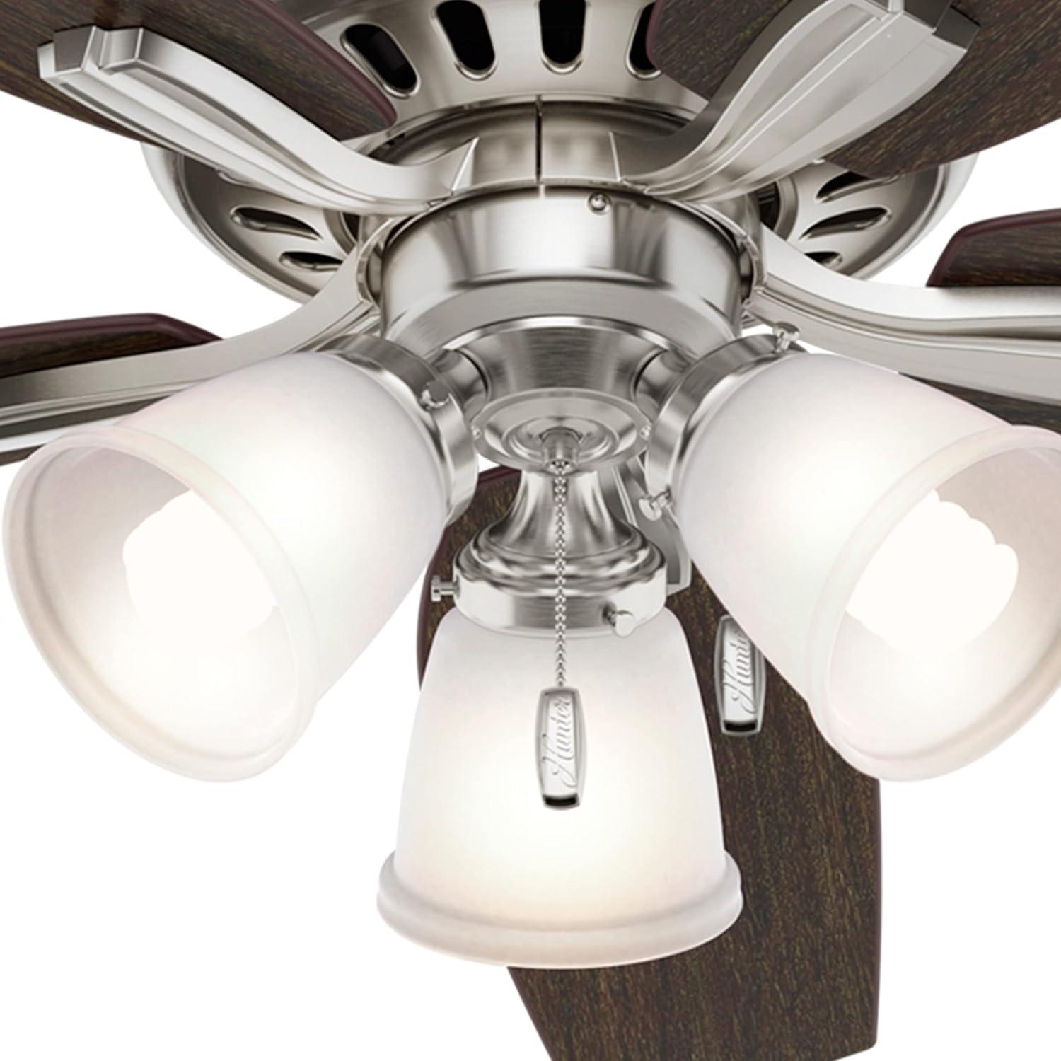 Newsome 52" Brushed Nickel Ceiling Fan with LED Light and WhisperWind Motor