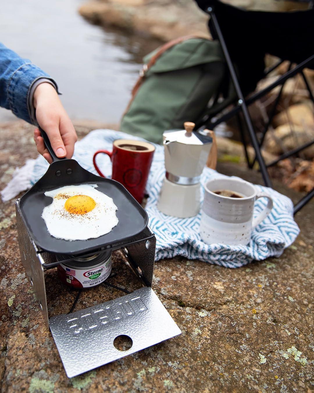 Sterno Foldable Stove - Portable Camping Stove for Outdoor Cooking, Easy-to-Assemble Outdoor Cooking Stove - Outdoor Stove for Camping, Picnics, Tailgating, & Emergencies - Pack of 2, Silver