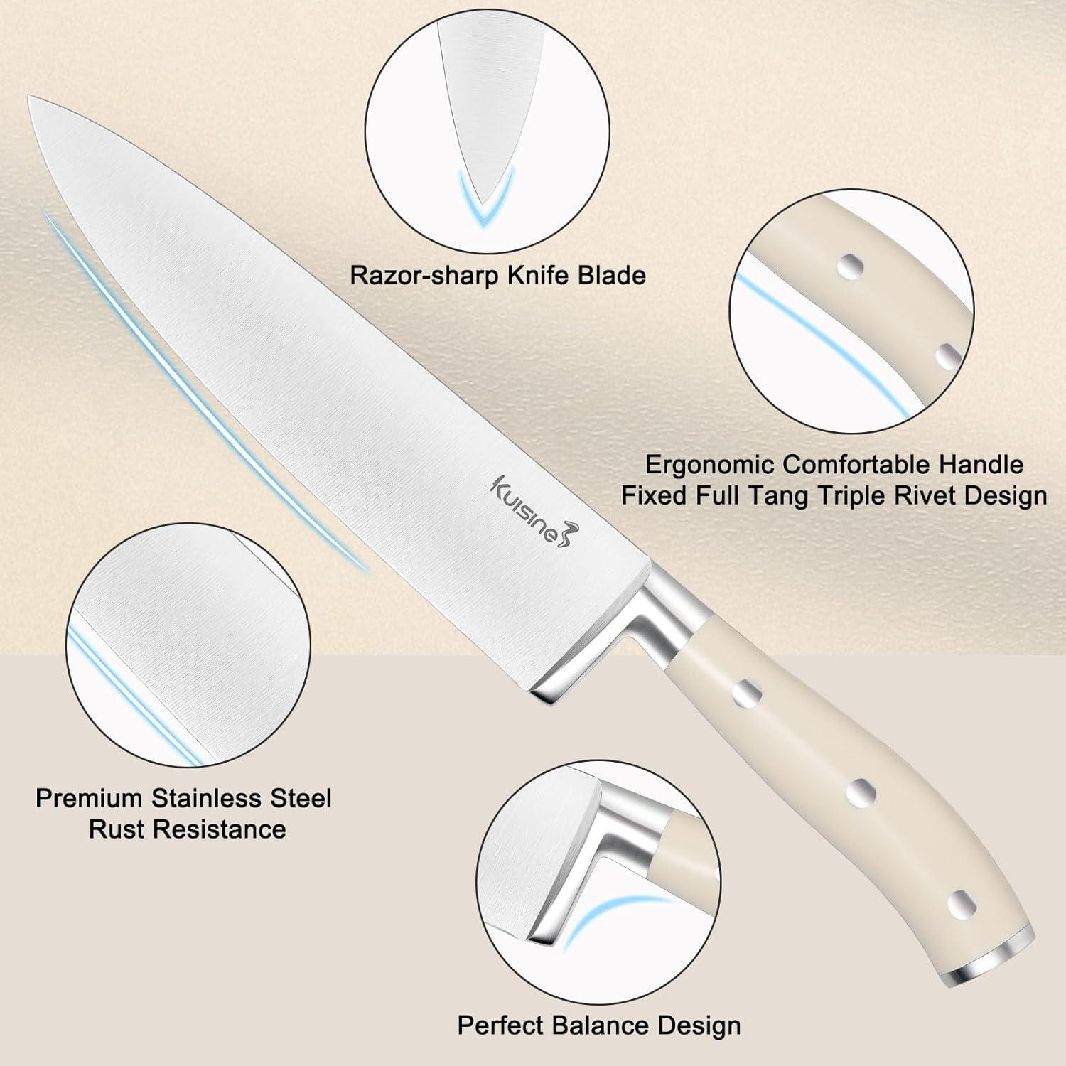 kuisine Kuisine 15-Piece Kitchen Knife Block Set Premium Stainless Steel