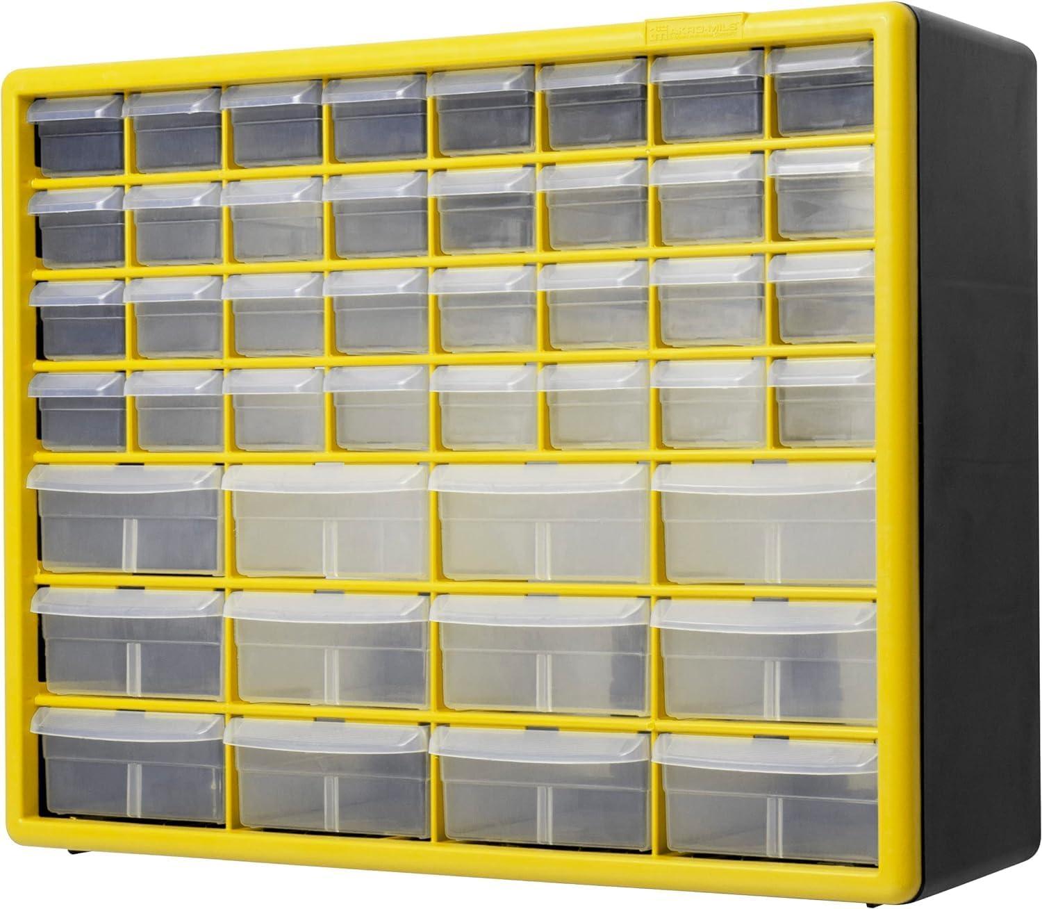 Akro-Mils 44 Drawer Plastic Cabinet Storage Organizer with Drawers for Hardware, Small Parts, Craft Supplies, Yellow