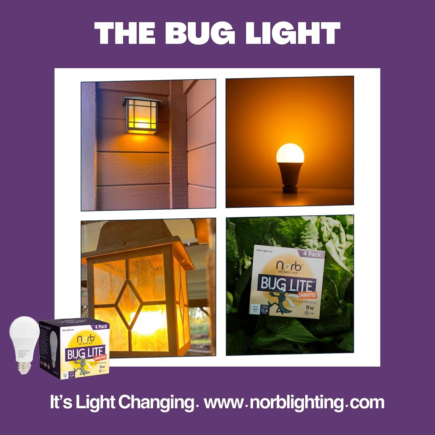 Amber Yellow LED Outdoor Bug-Reducing Light Bulb, 9W
