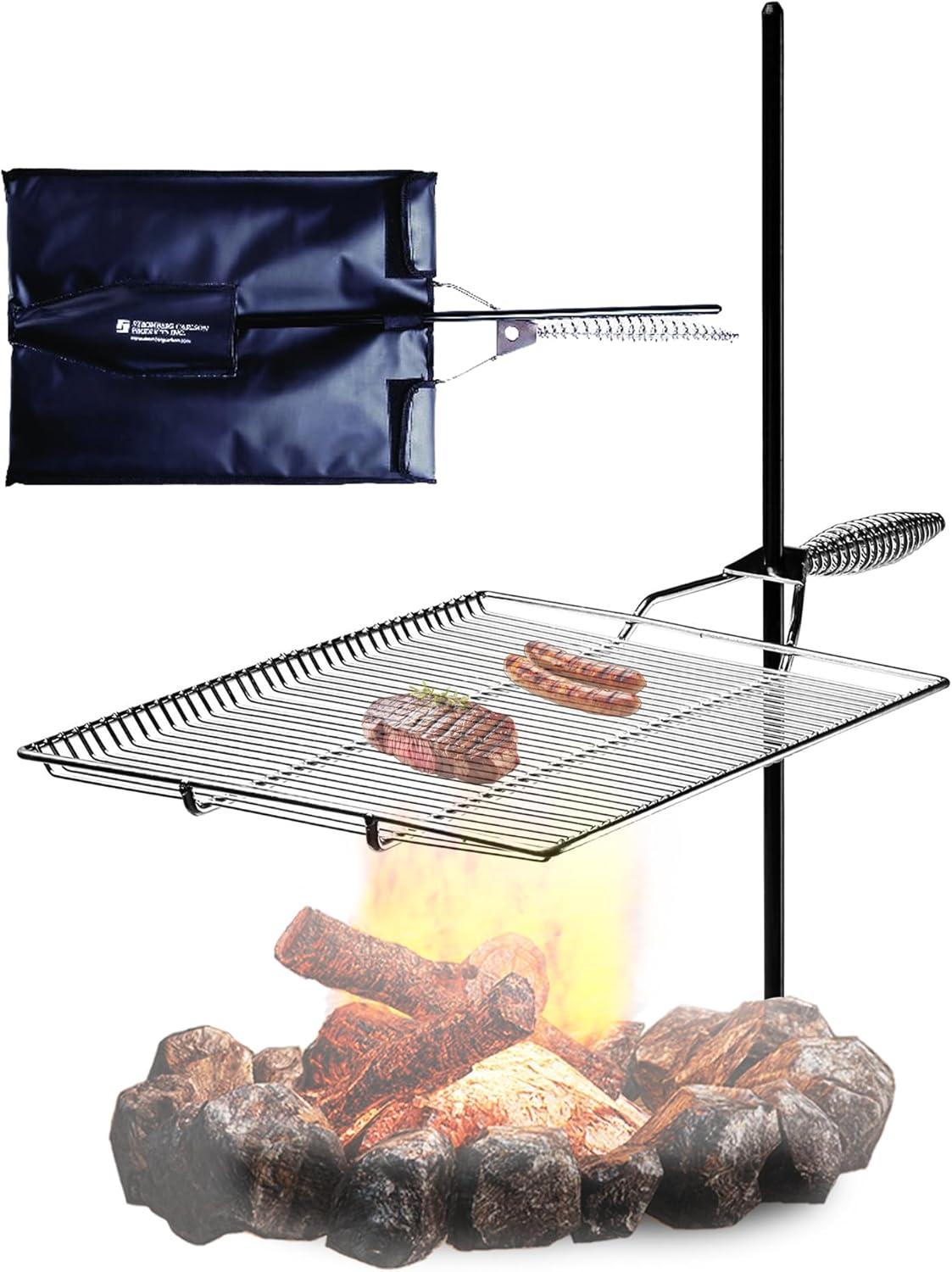 Chrome Plated Rectangular Camping Grill with Manual Ignition