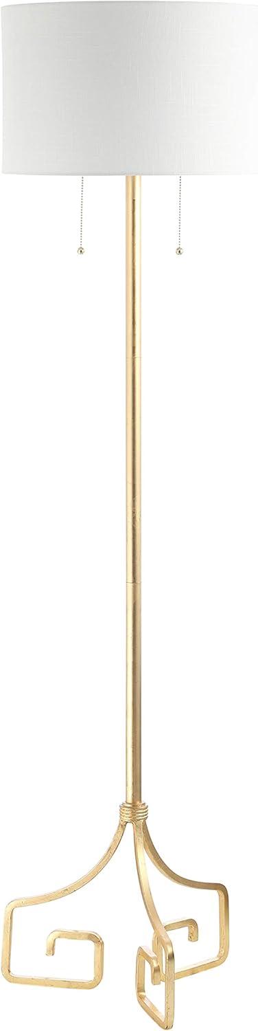 Newman Classic Gold Leaf 61.5" Metal LED Floor Lamp with Linen Drum Shade