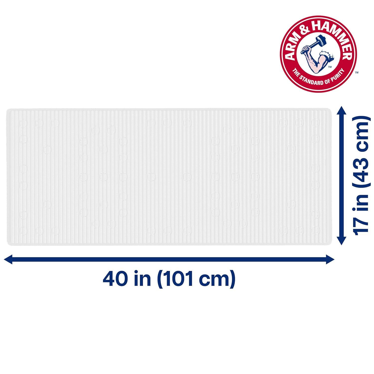 Arm & Hammer Comfort Touch Performance Foam Non-Slip Bath Mat for Showers and Tubs, 17 x 40, White