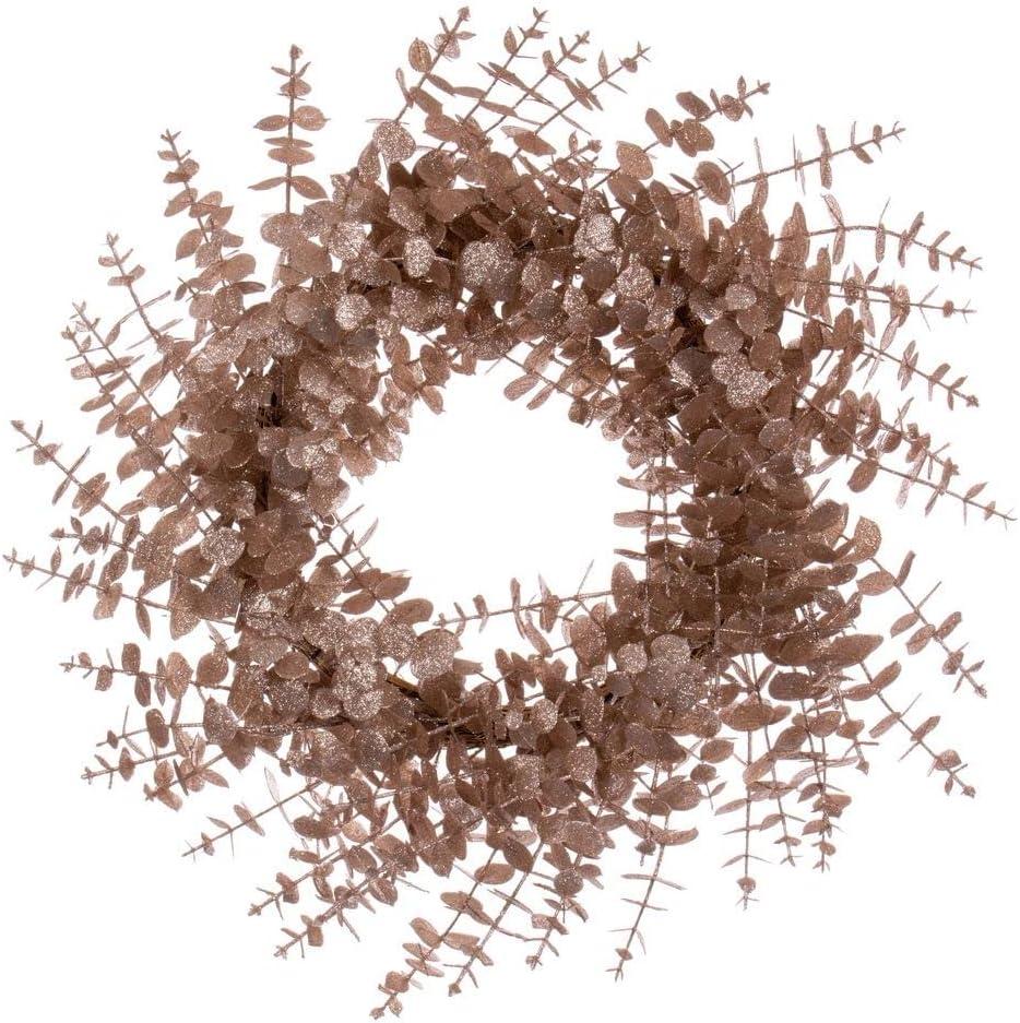 24" Cafe Latte Eucalyptus Glitter Artificial Wreath