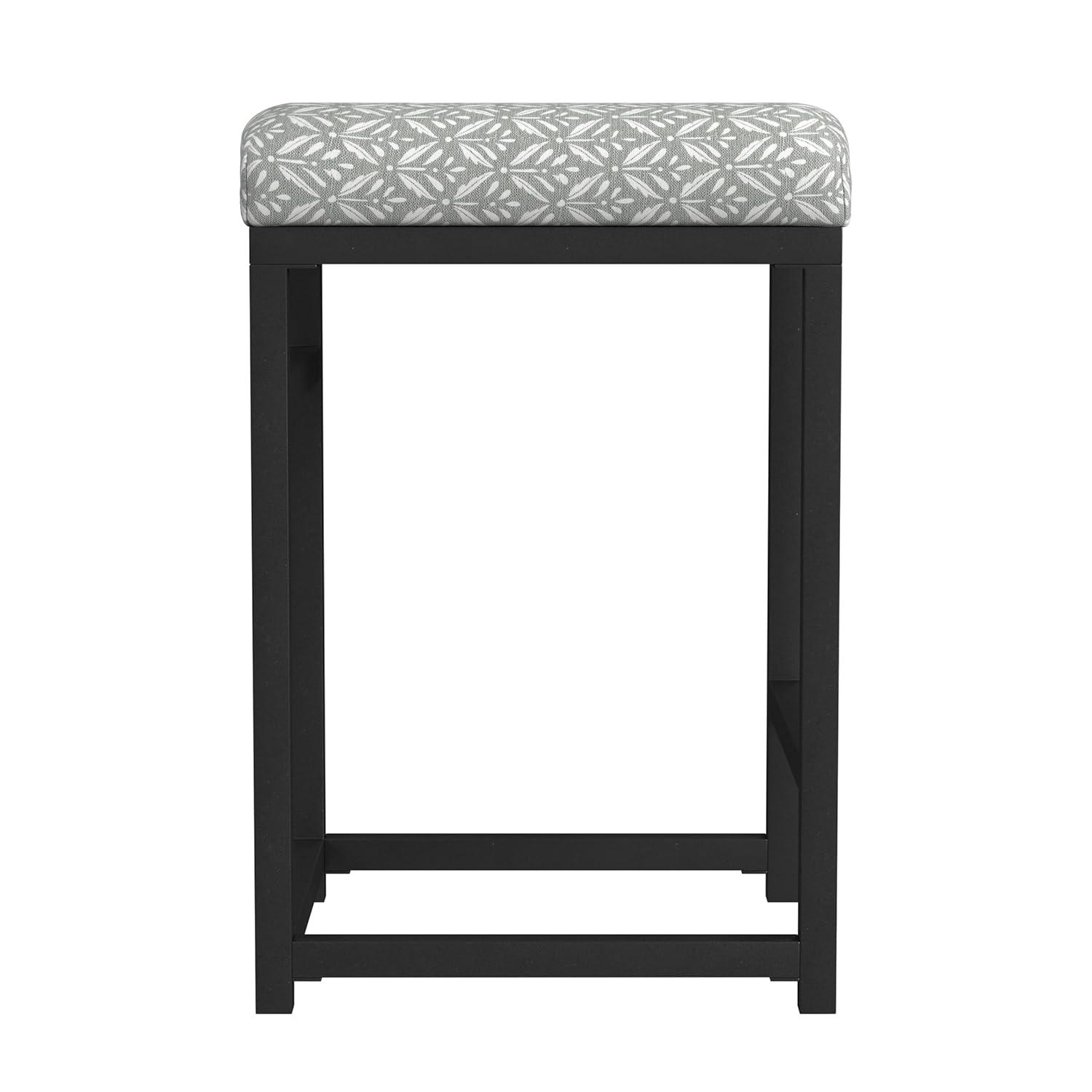 24" Open Back Metal Counter Height Barstool Gray - HomePop: Kitchen Island Seating, Industrial Design
