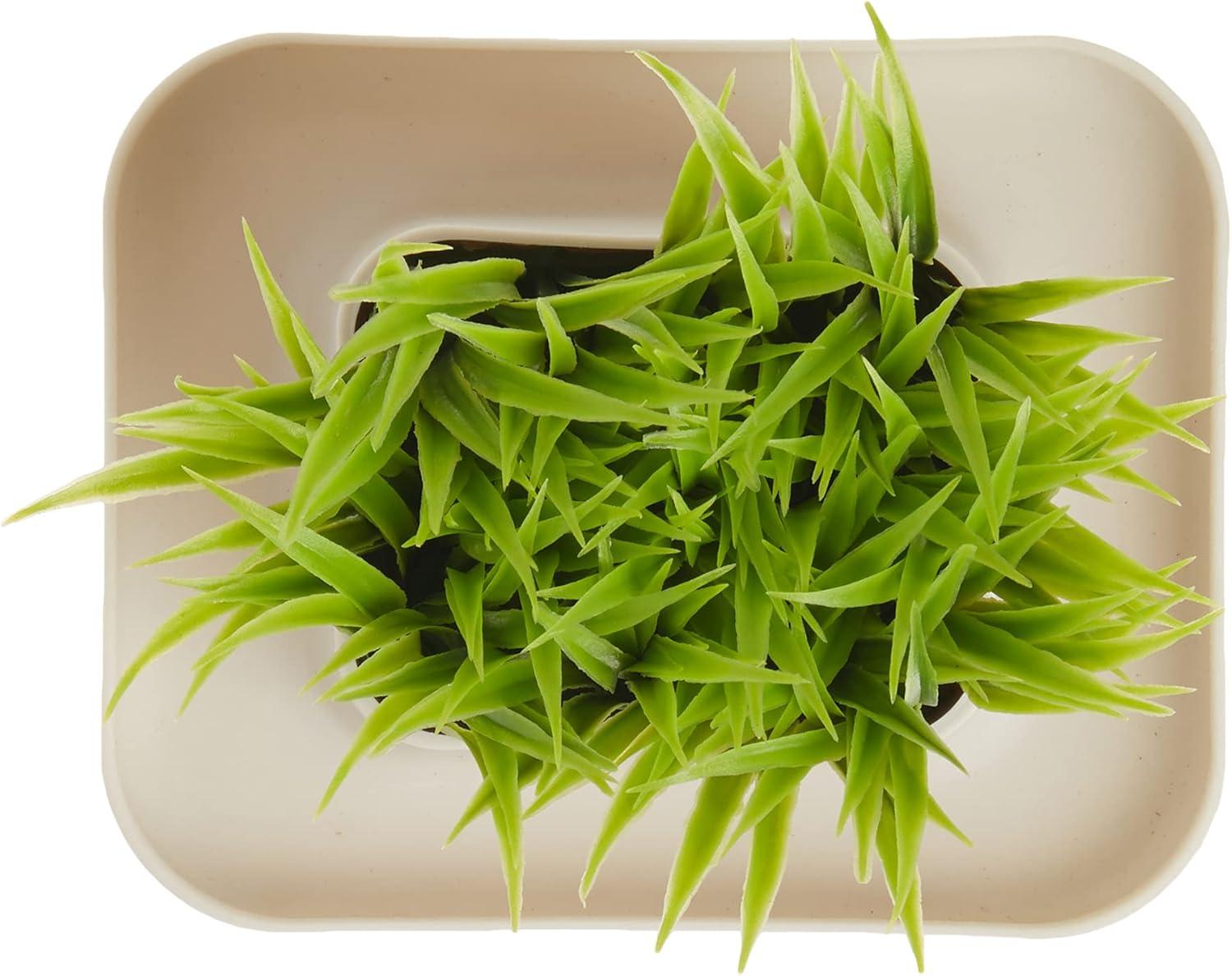 Beige Faux Grass Pen and Phone Stand with Tray