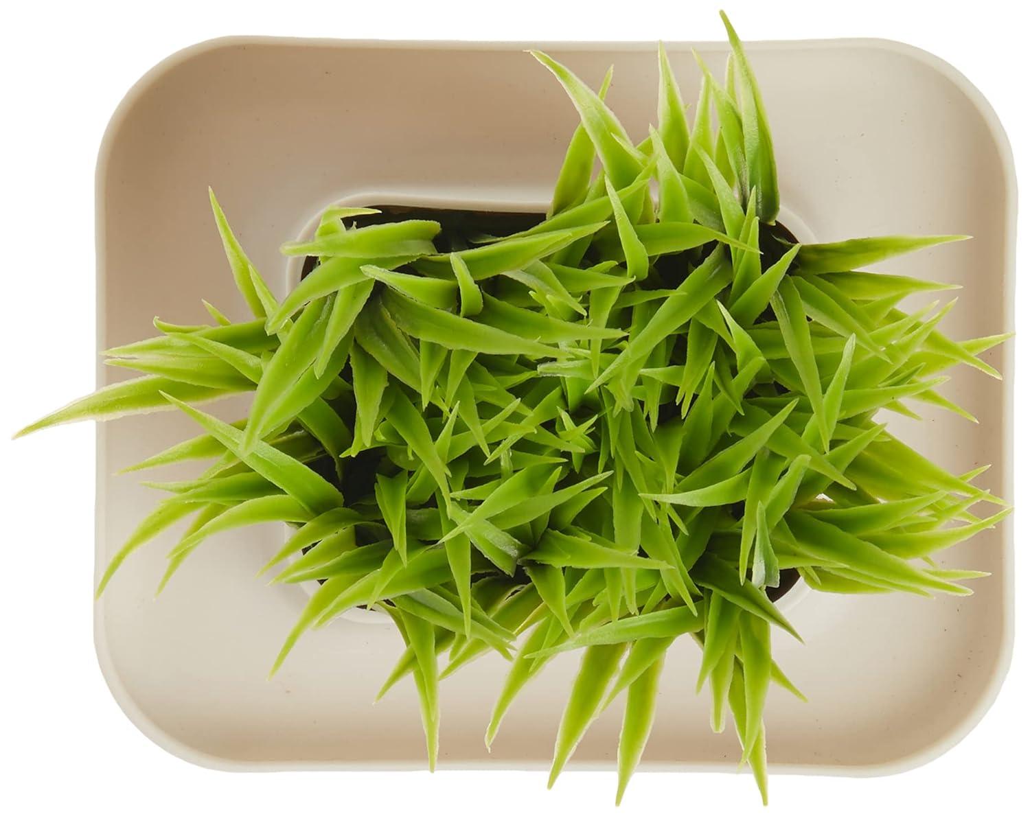 Beige Faux Grass Pen and Phone Stand with Tray