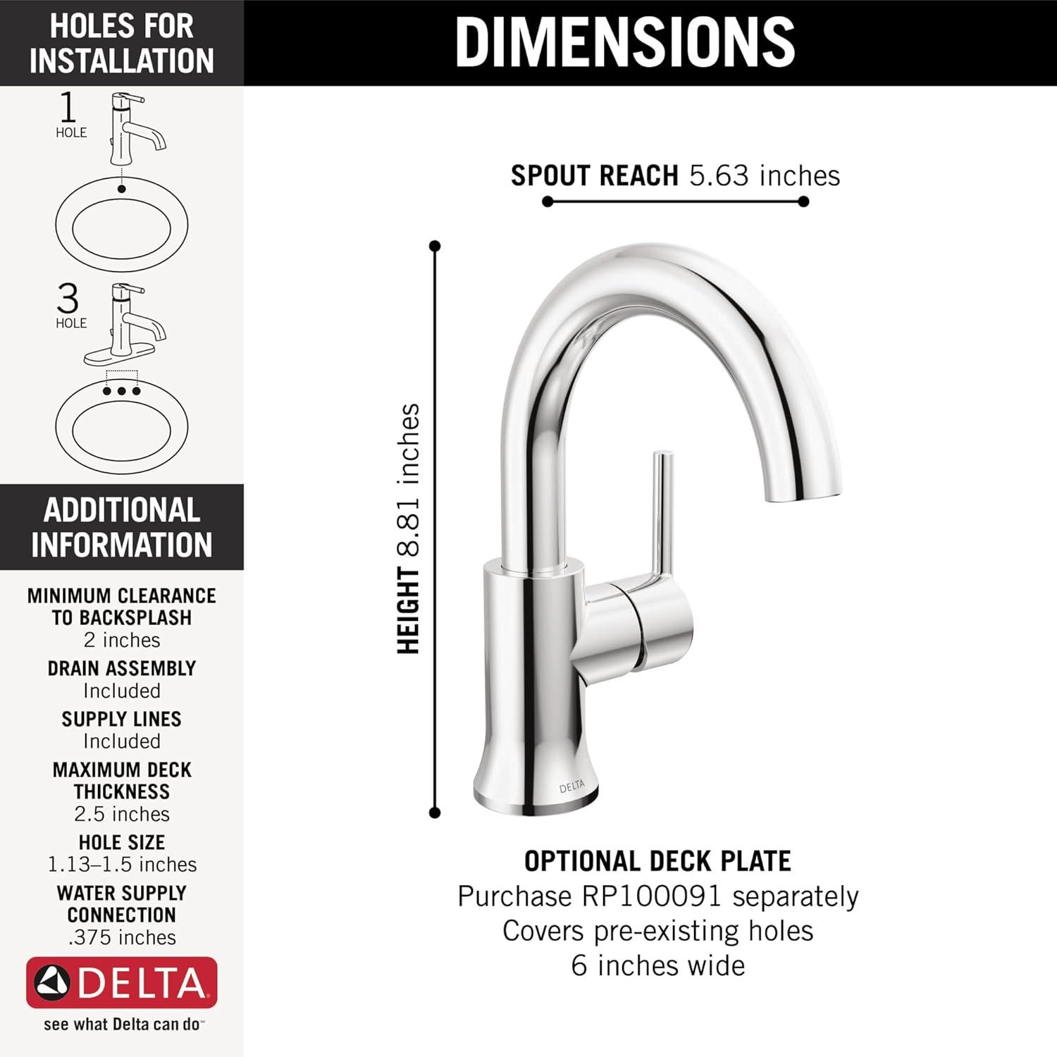 Trinsic Single Hole Faucet Bathroom Faucet with Drain Assembly