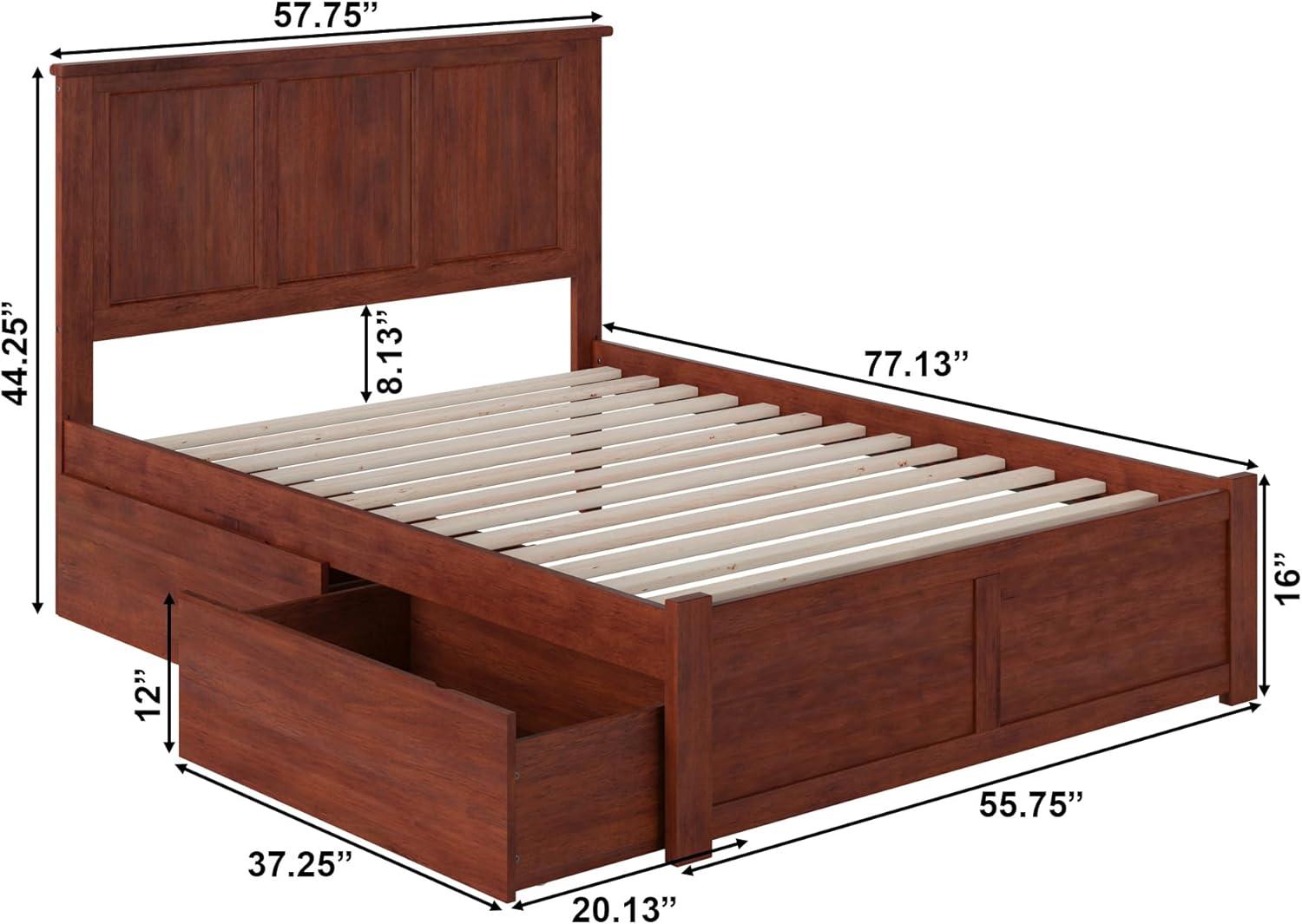 Madison Platform Bed with Flat Panel Foot Board and 2 Urban Bed Drawers in Multiple Colors and Sizes