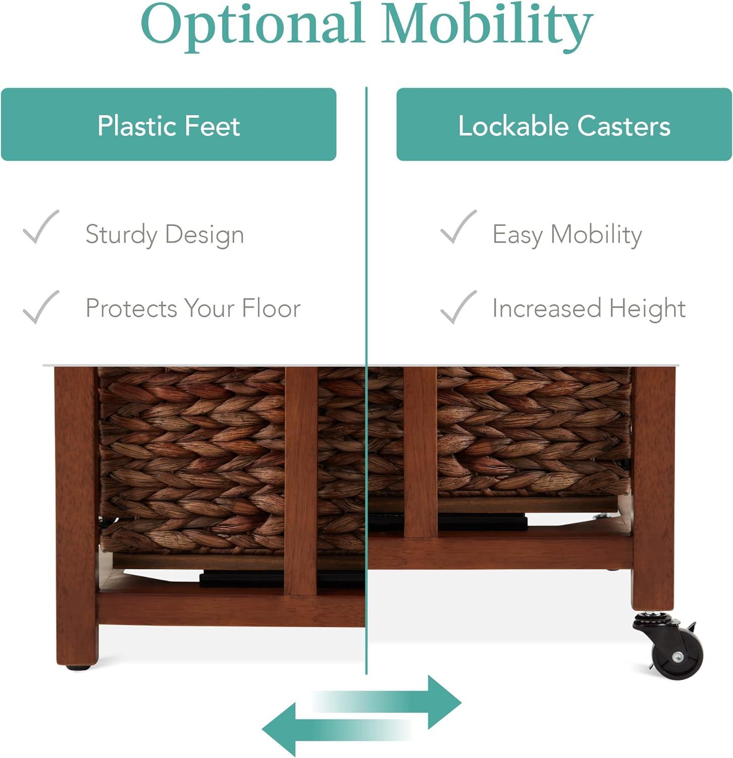 Vertical Mobile Legal Size File Cabinet with Rubberwood Frame