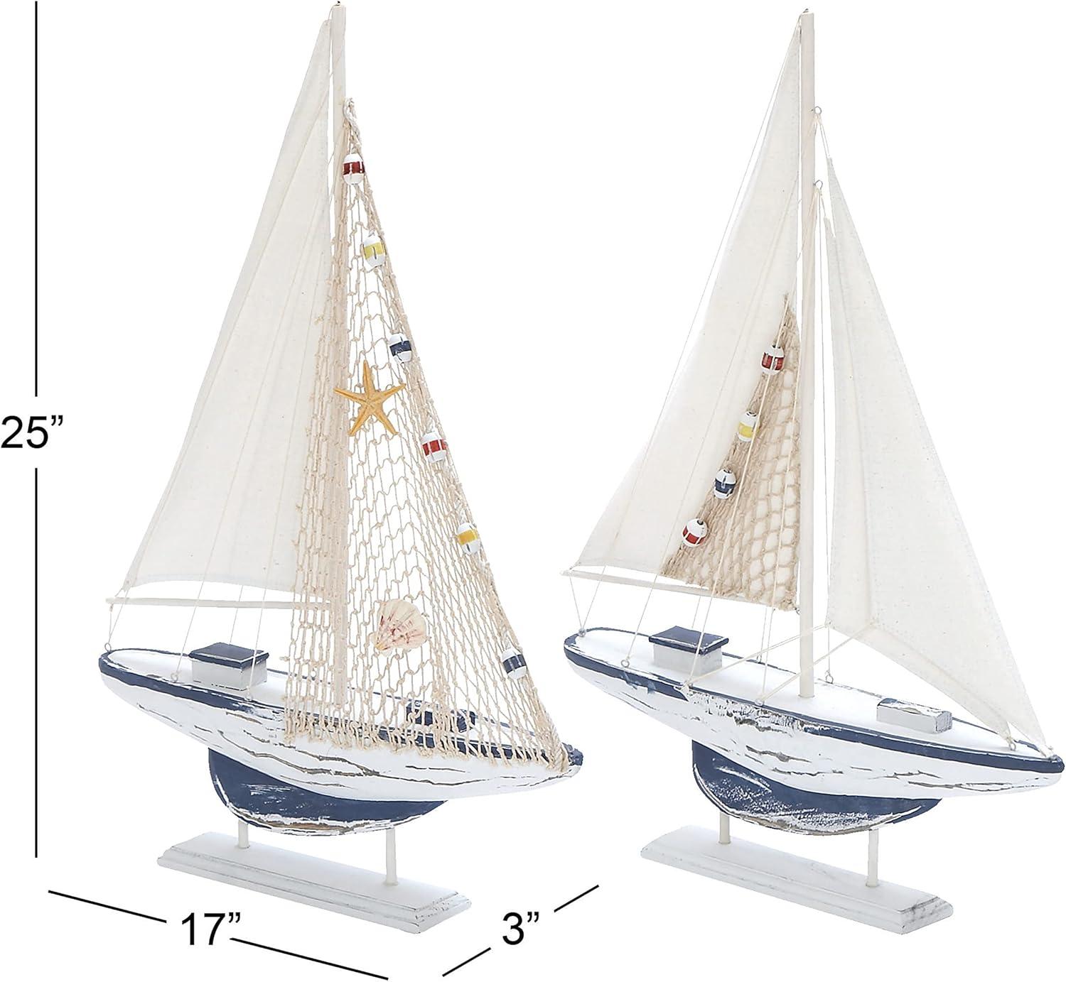 White Pine Coastal Sailboat Sculpture Set, 25"H x 17"W