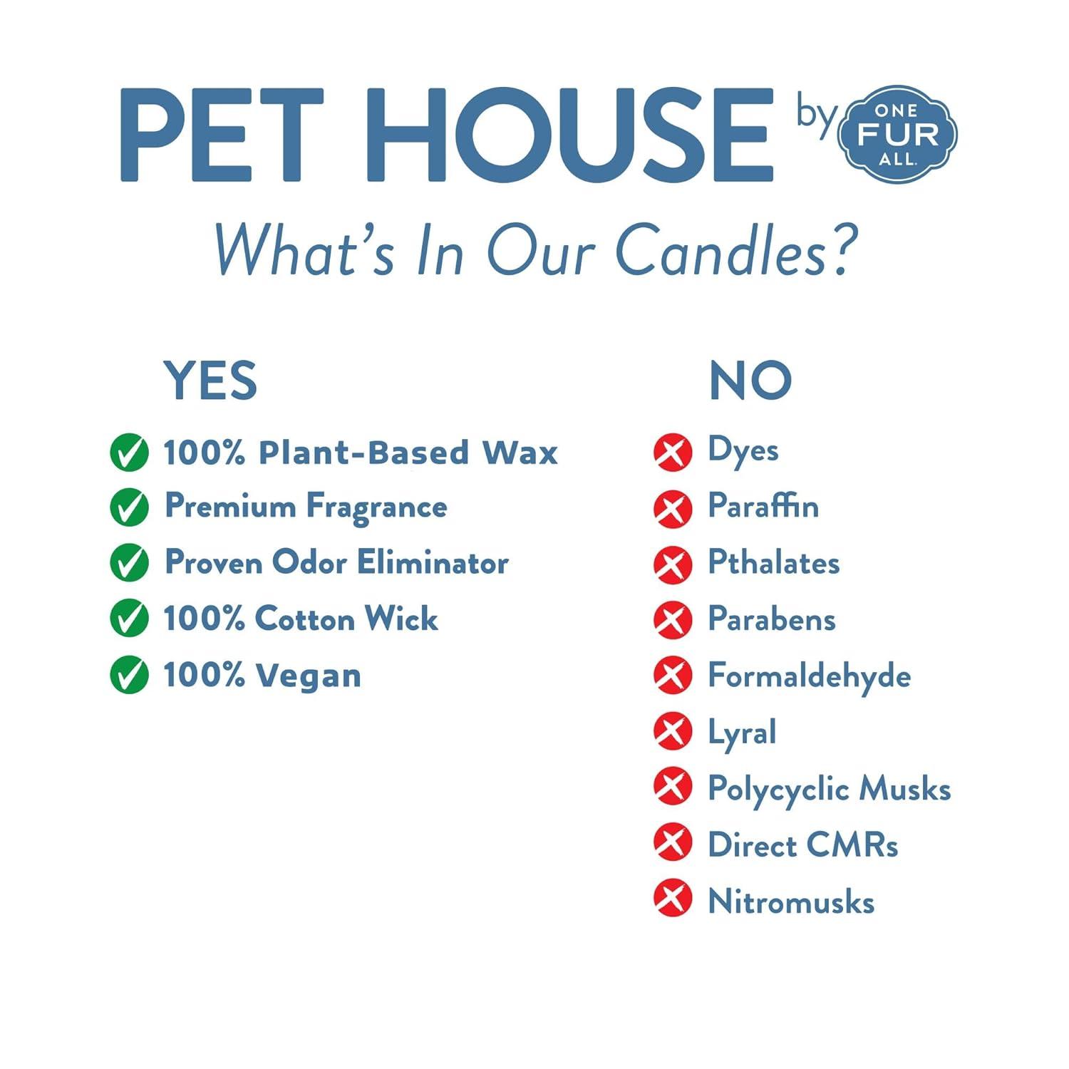 One Fur All Pet House Candle - Fresh Citrus Pack of 2-100% Plant-Based Wax Candle - Pet Odor Eliminator for Home - Non-Toxic & Eco-Friendly Air Freshening Scented Candles