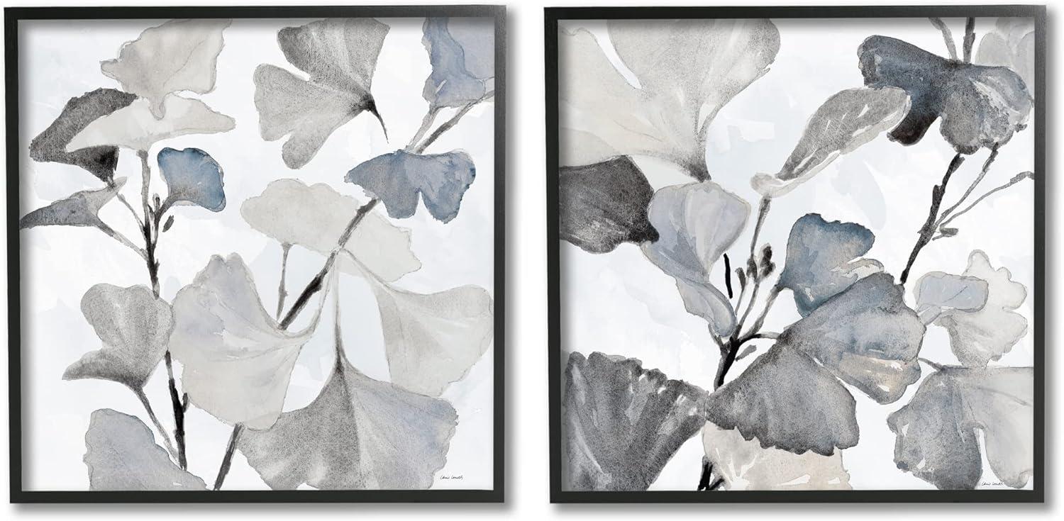 Elegant Monochromatic Botanical Canvas Wall Art, 17 x 17 Inch