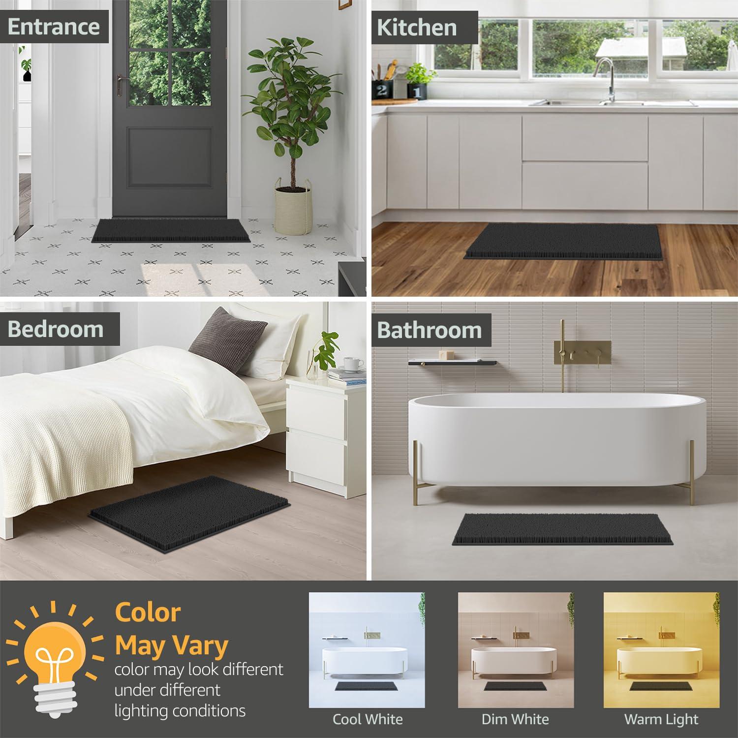 LuxUrux Soft & Plush Shaggy Plum Chenille Microfiber Bath Rug, 20" x 20'', Non-Slip Backing