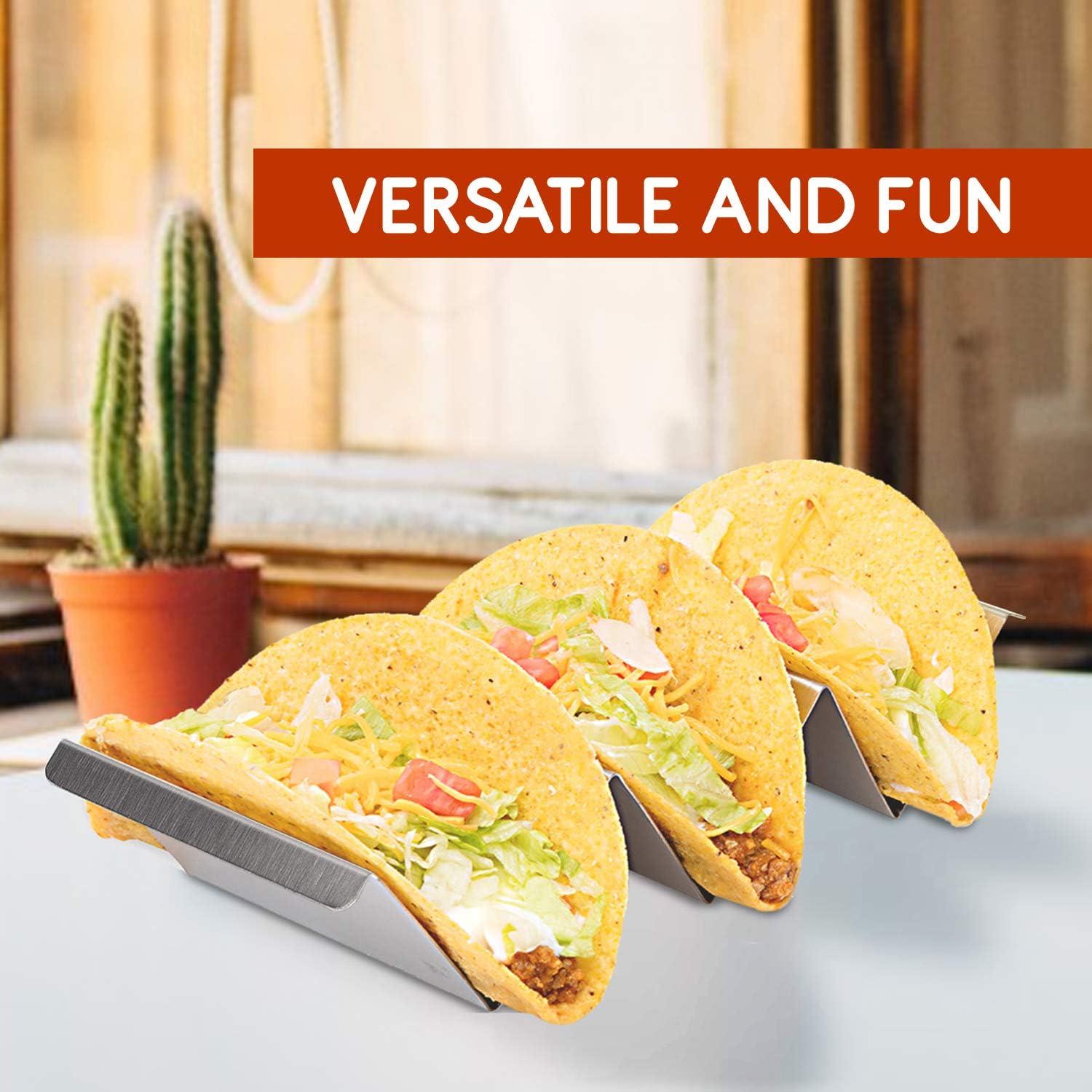 Polished Stainless Steel Rectangular Taco Holder Set of 4