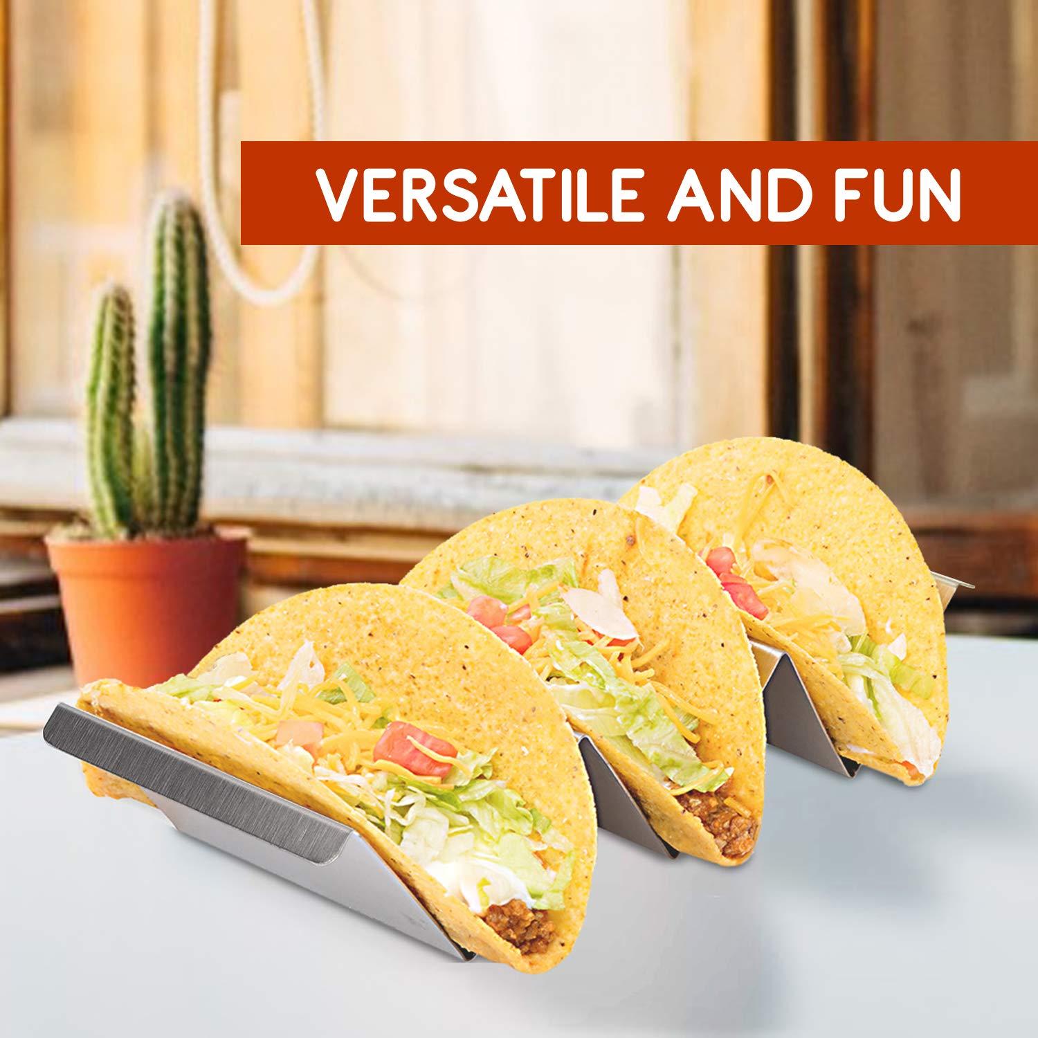 Polished Stainless Steel Rectangular Taco Holder Set of 4