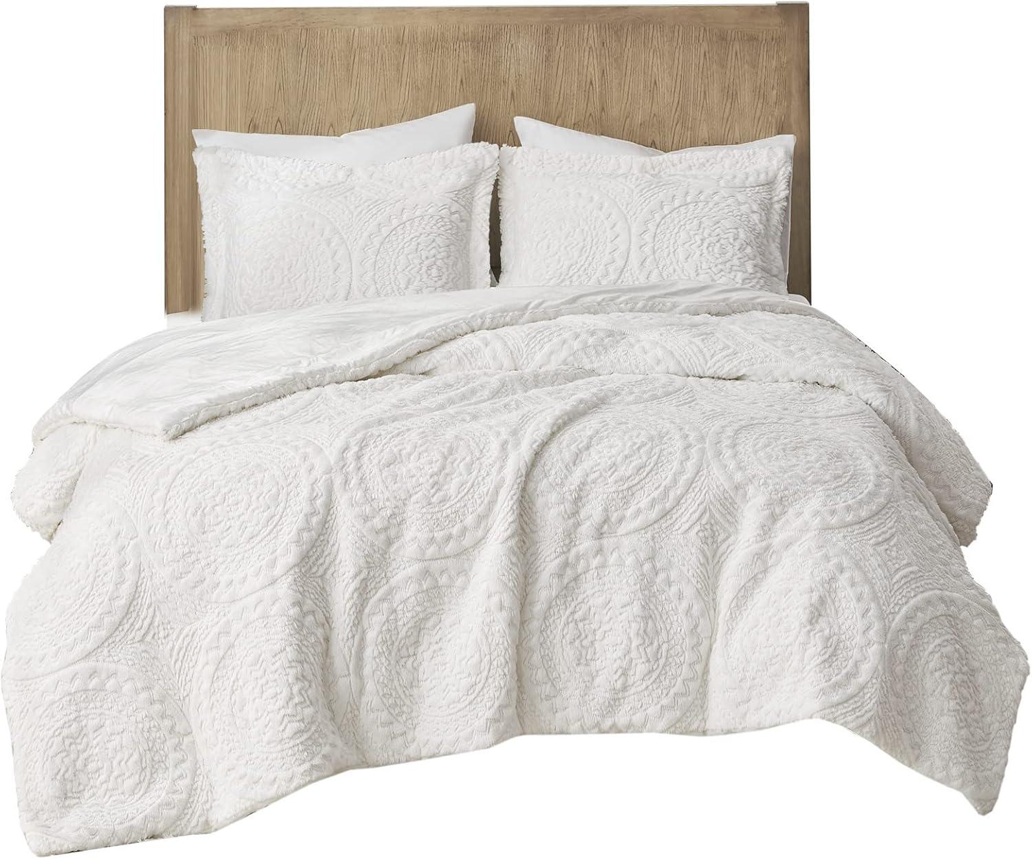 Arya Embroidered Medallion Faux Fur Ultra Plush Comforter Set