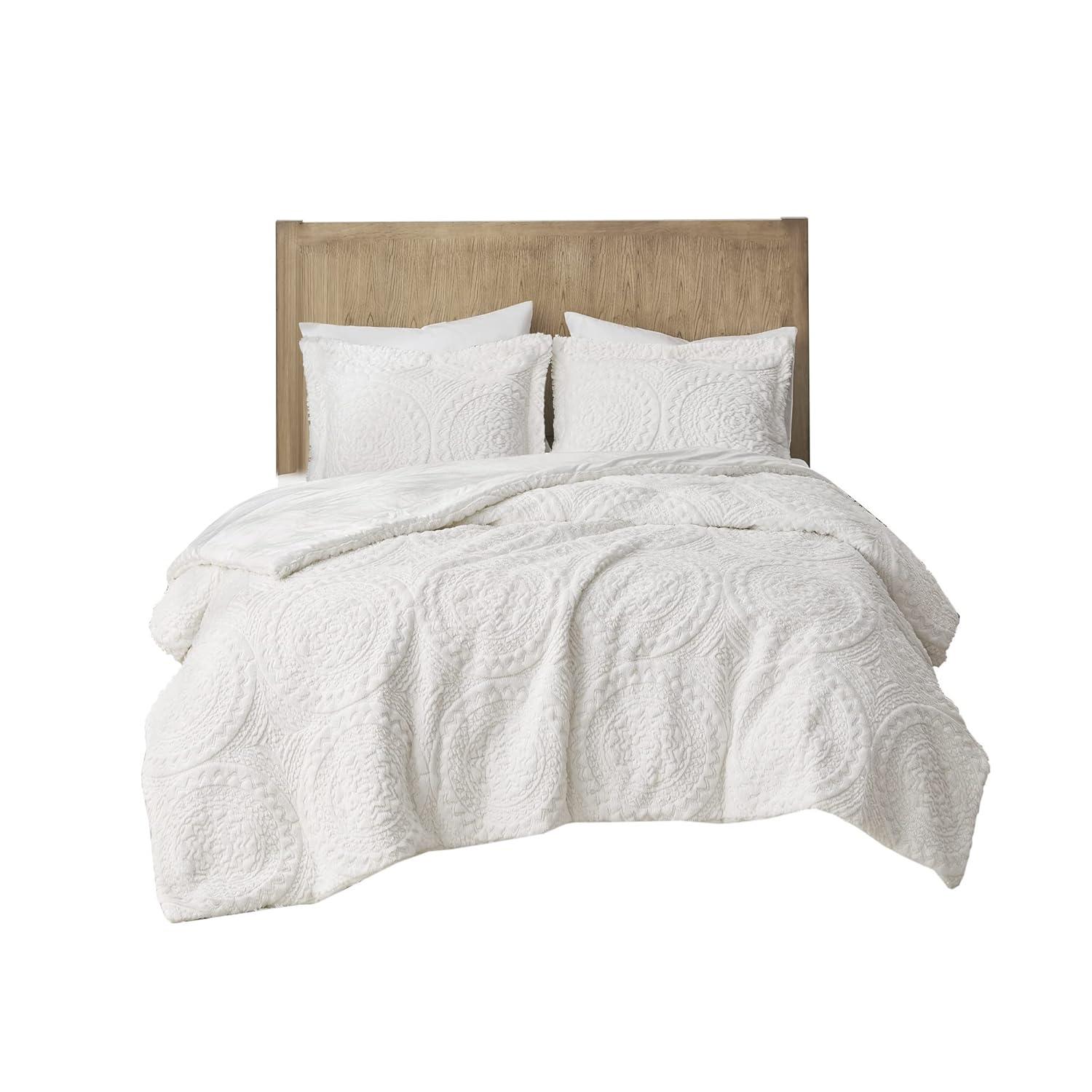 Madison Park Arya Embroidered Medallion Faux Fur Ultra Plush Comforter Set