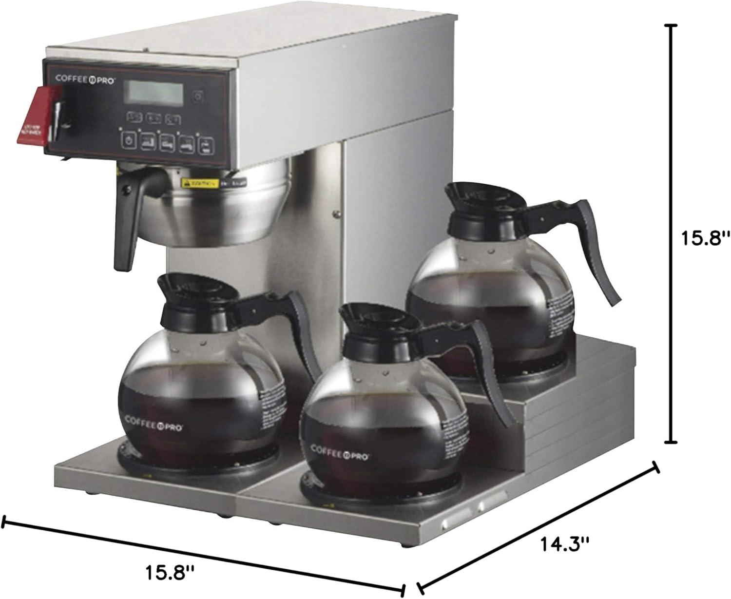 Coffee Pro 3-burner Commercial Brewer Coffee - Stainless Steel