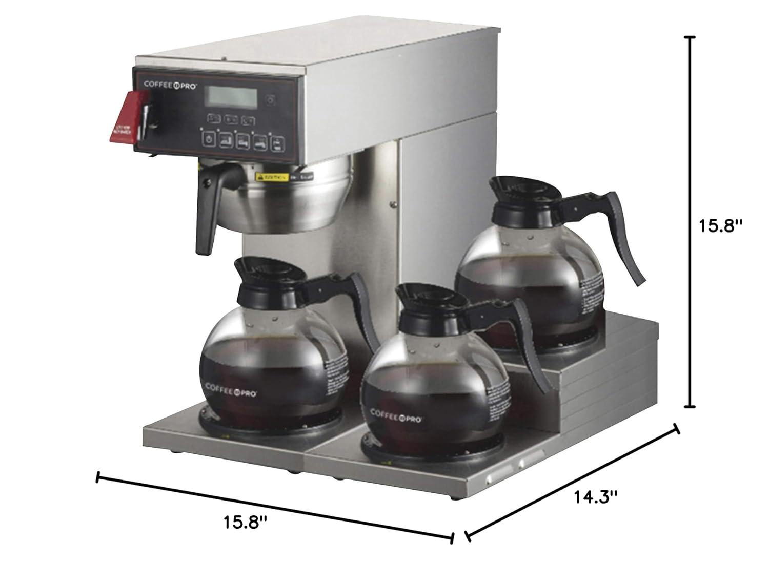 Coffee Pro 3-burner Commercial Brewer Coffee - Stainless Steel