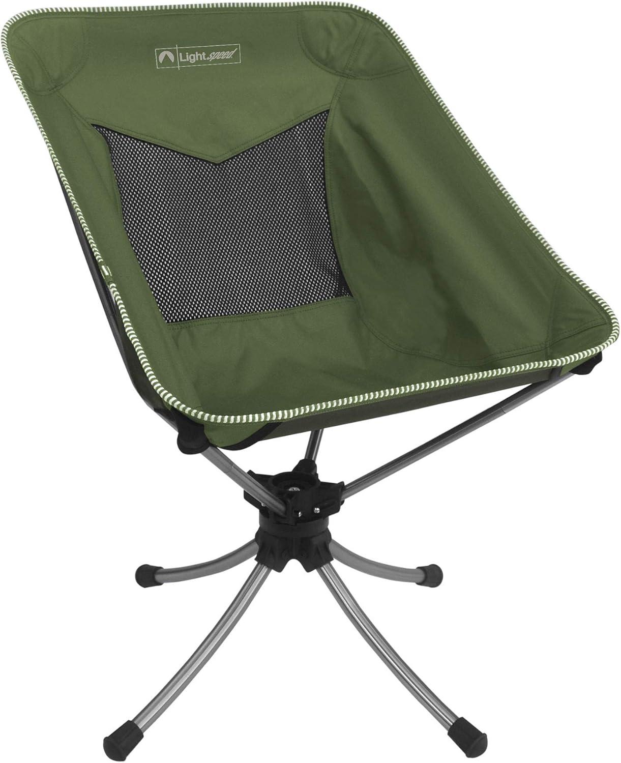 ECR4Kids Lightspeed Outdoors Short Swivel Camp Chair, Outside Seating, Green