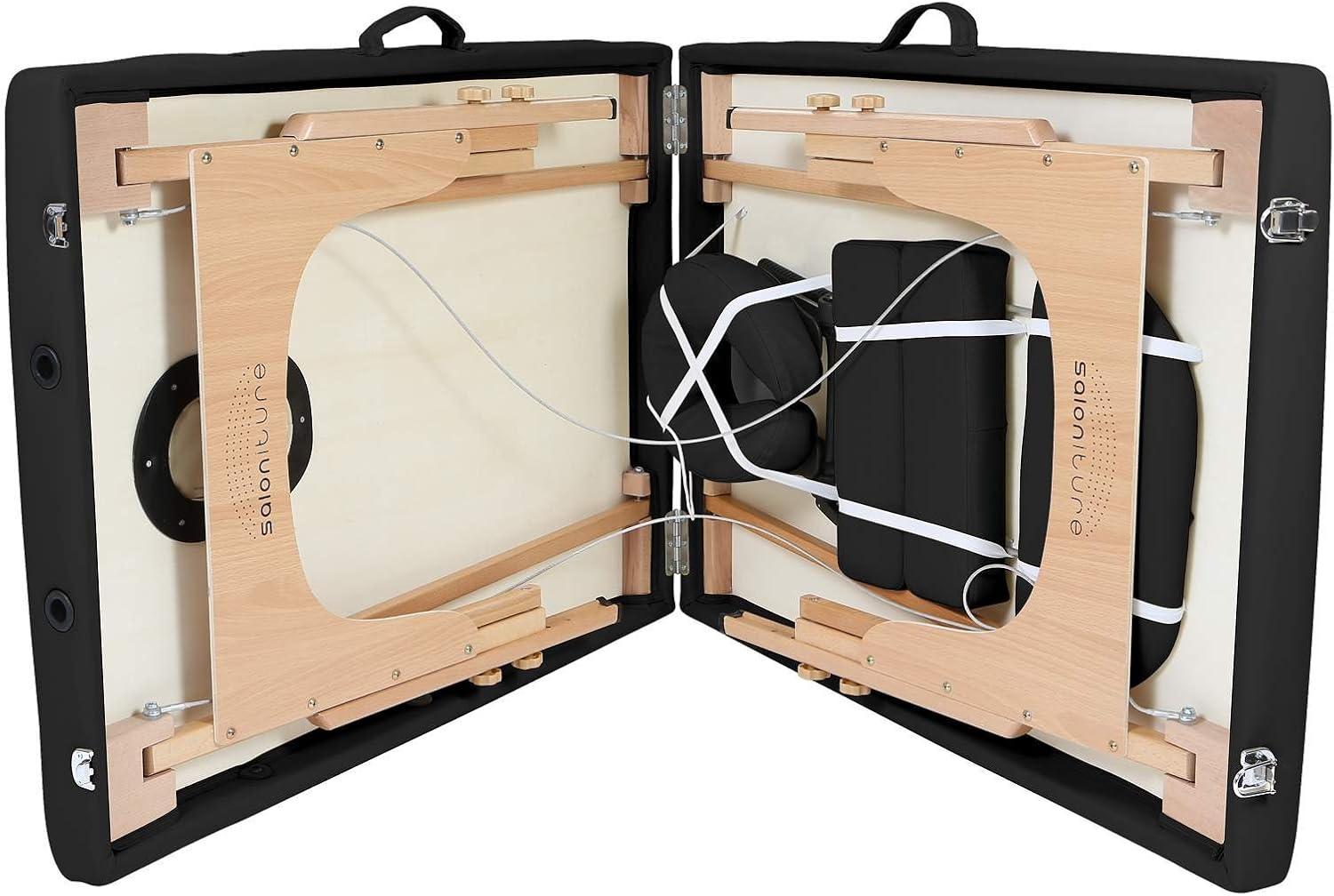 Saloniture Professional Portable Massage Table with Backrest - Black