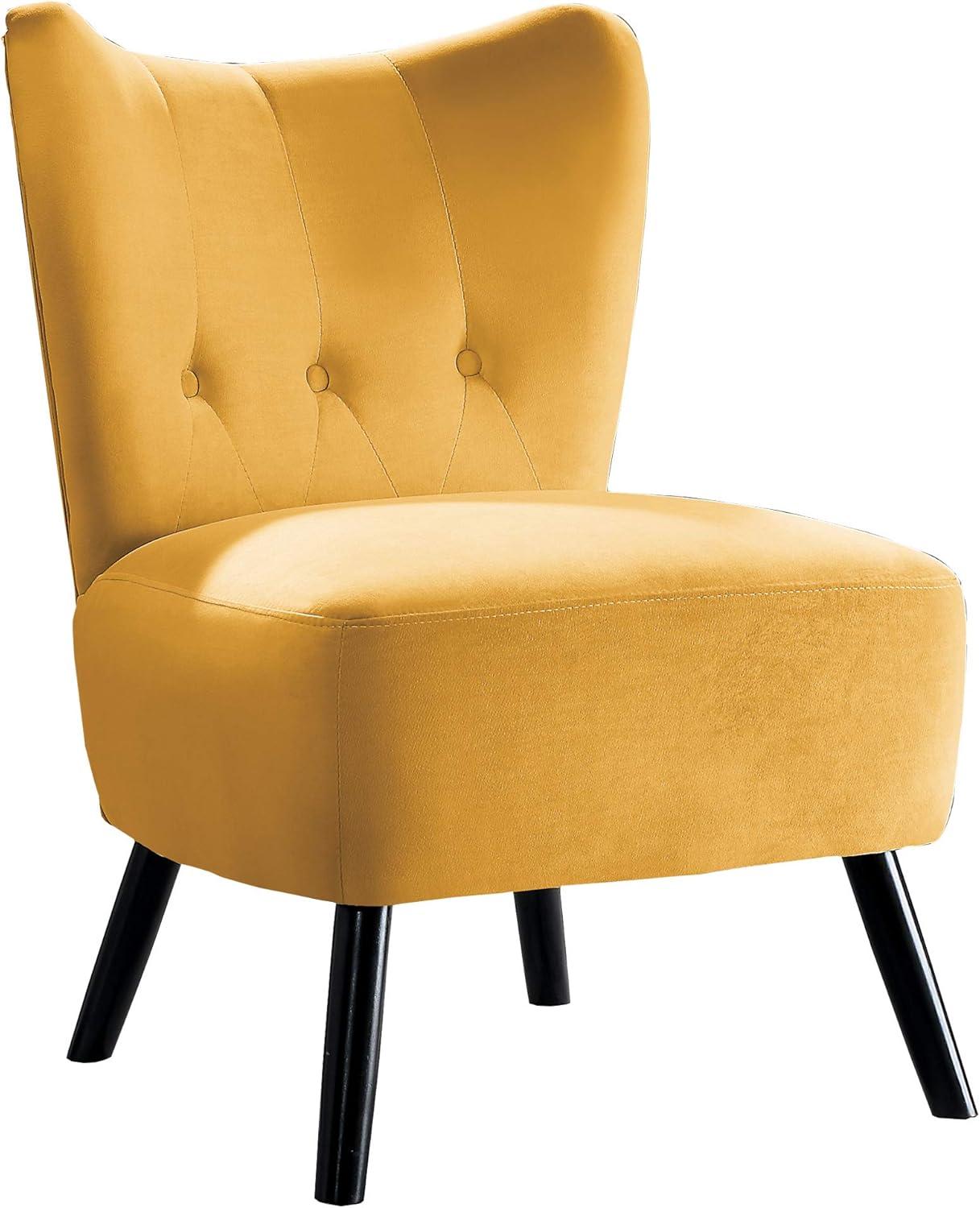 Homelegance Imani Mid Century Modern Velvet Accent Upholstered Chair, Yellow