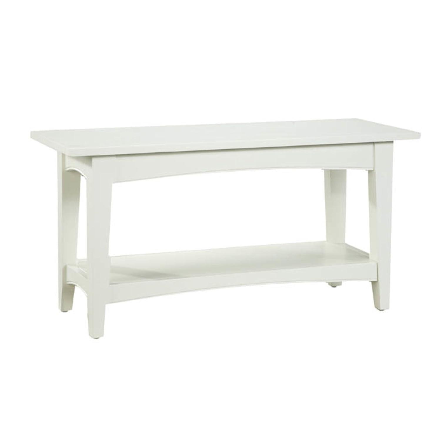 Alaterre Furniture Shaker Cottage Bench with Shelf, Ivory