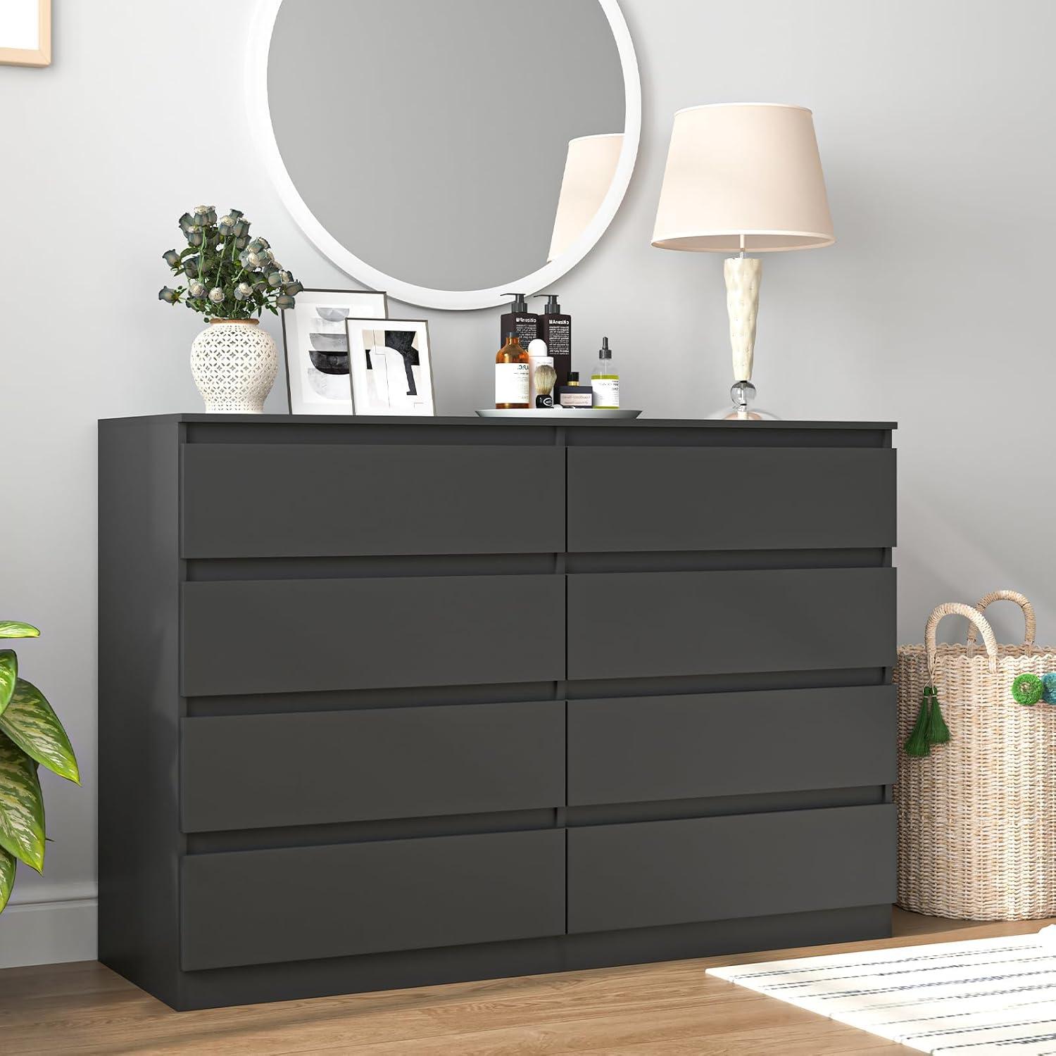 Hommoo 6 Drawer Double Dresser for Bedroom Black