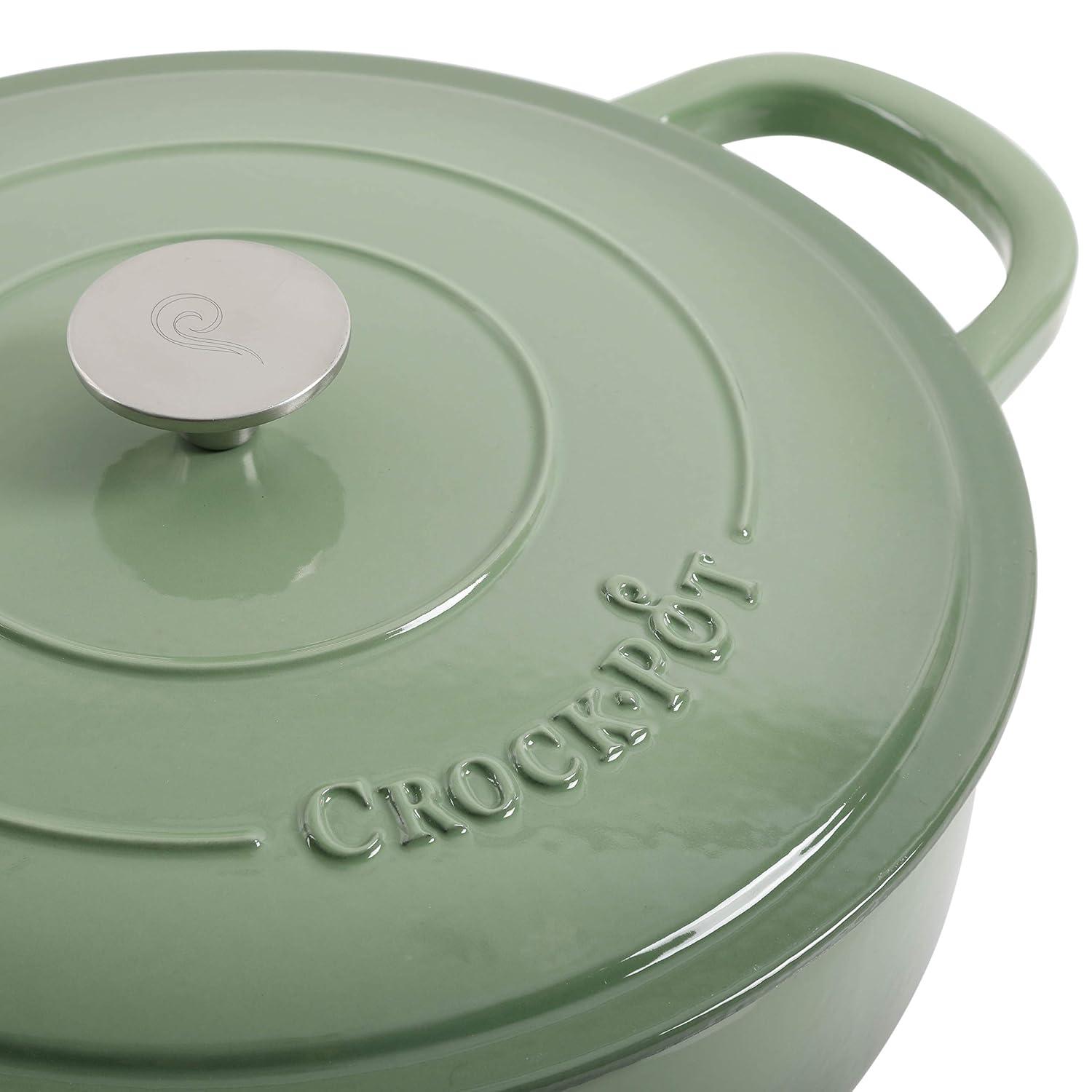 Crock-pot Crock Pot Artisan 5 Quart Round Enameled Cast Iron Braiser Pan With Self Basting Lid In Pistachio Green | Wayfair