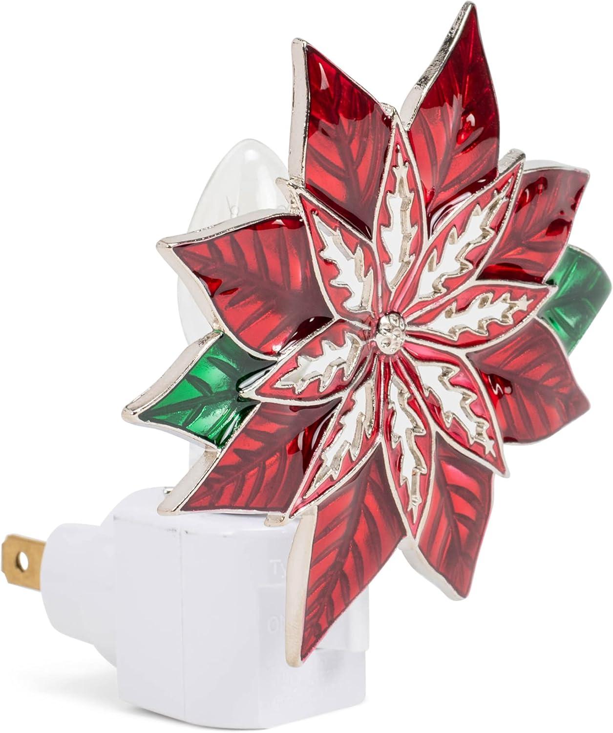 Ganz 4.25 In Poinsettia Night Light Electric Flower Christmas Novelty Nightlights