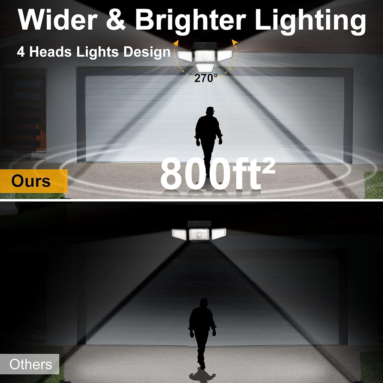 Solar Powered 270 LED Motion Sensor Outdoor Floodlights