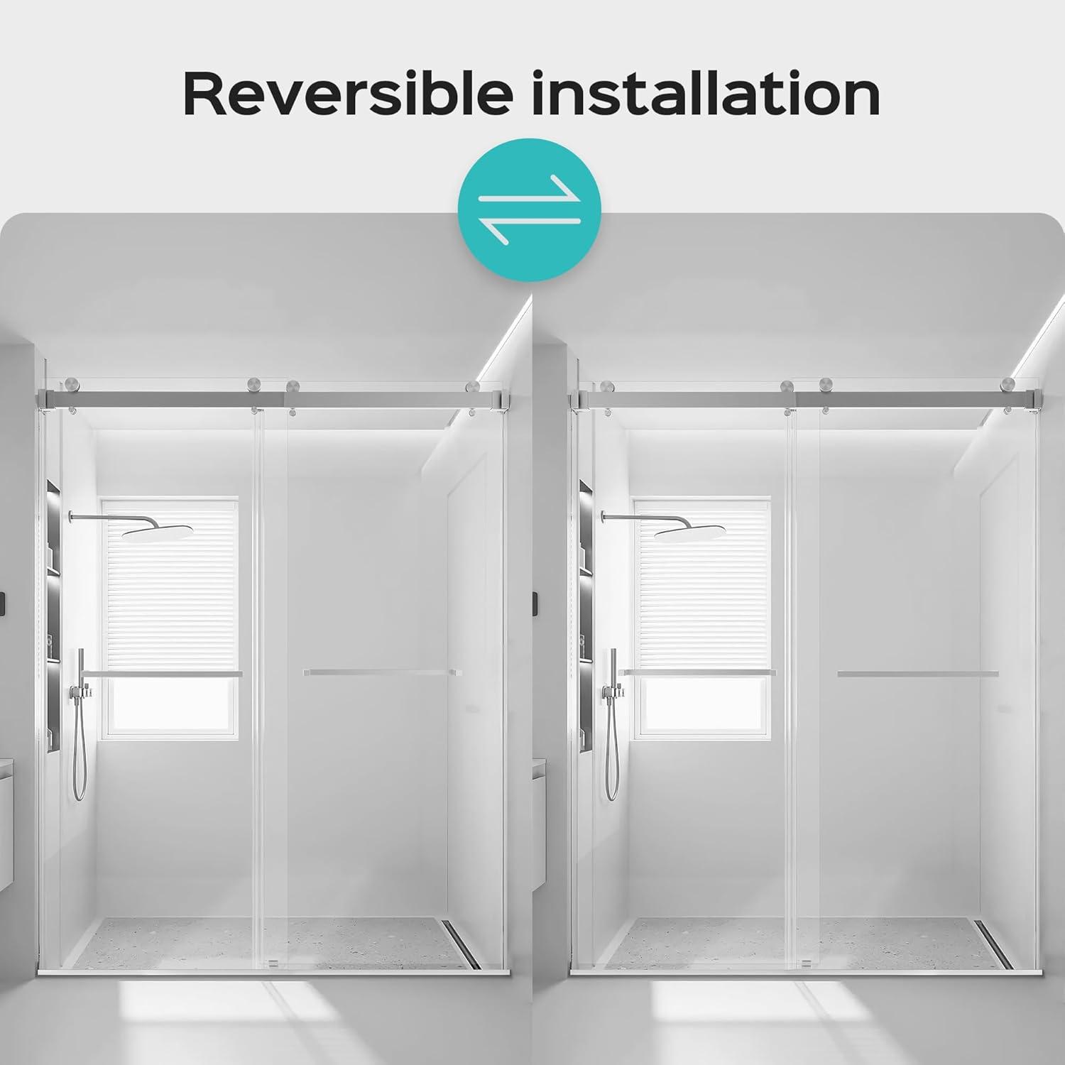 LILI 56-60"W x 76"H Dual Sliding Shower Door, Modern Style AADSH5676LL