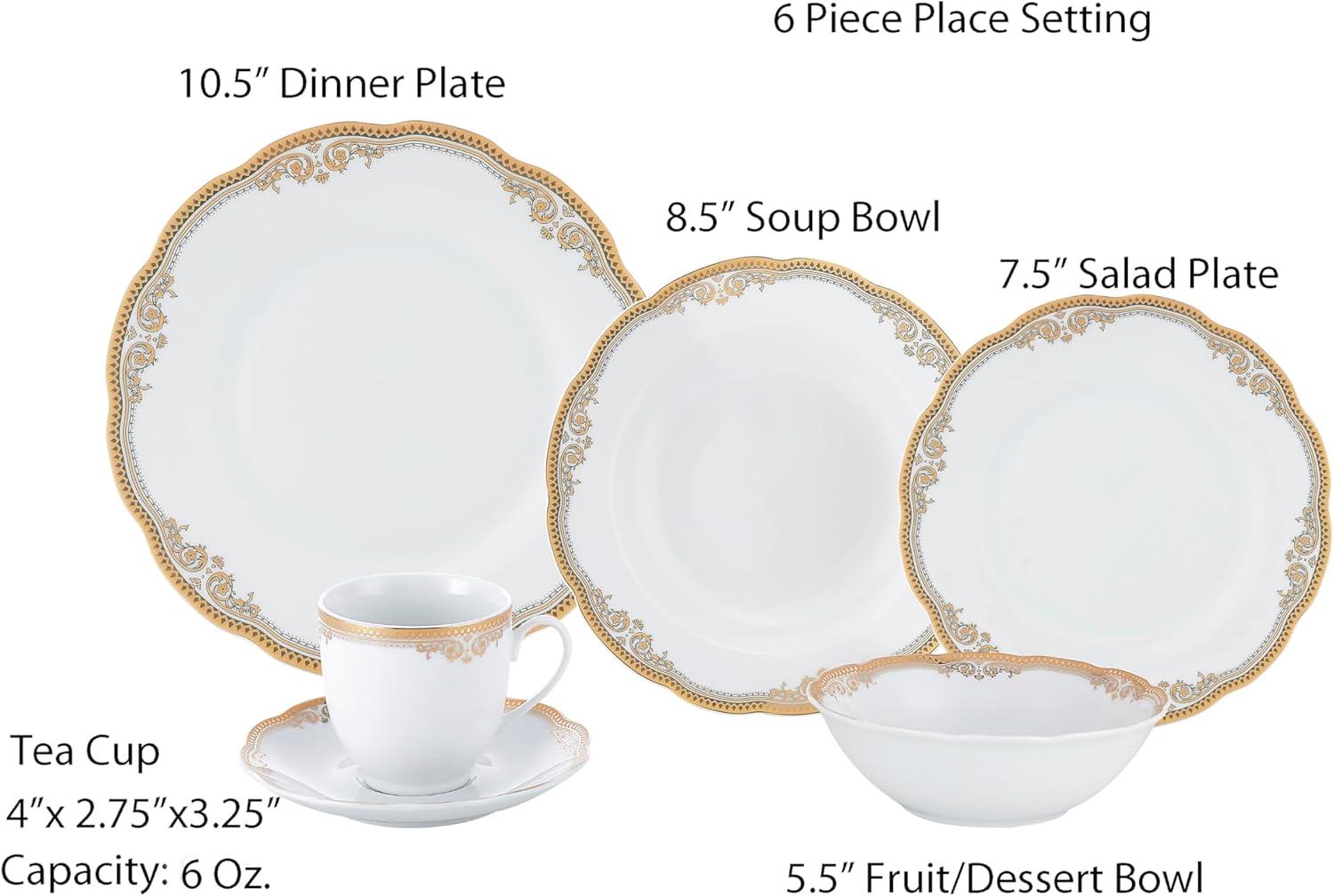 Lorren Home Trends 57 Piece Porcelain China Dinnerware Set - Service for 8