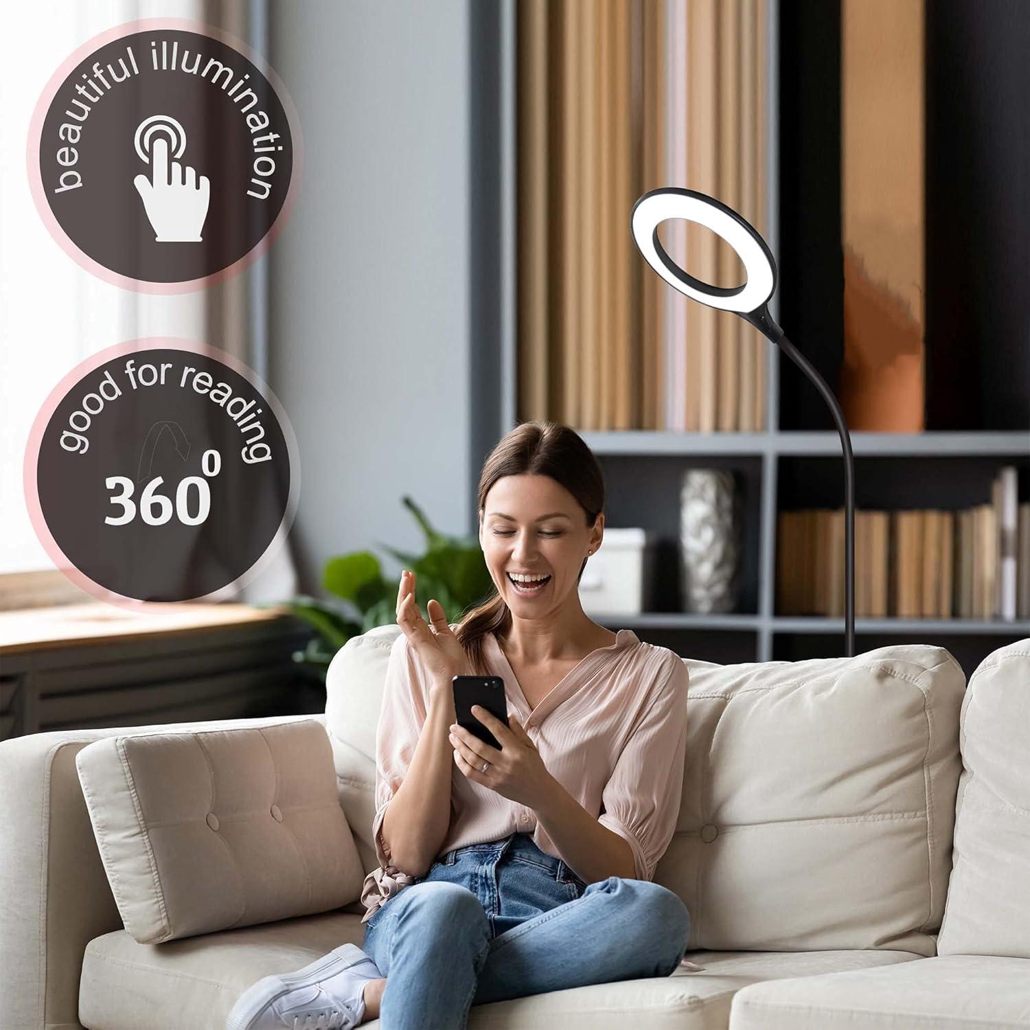 TW Lighting LED Floor Lamp for Living Room Bedroom Office Light Standing Lamps White