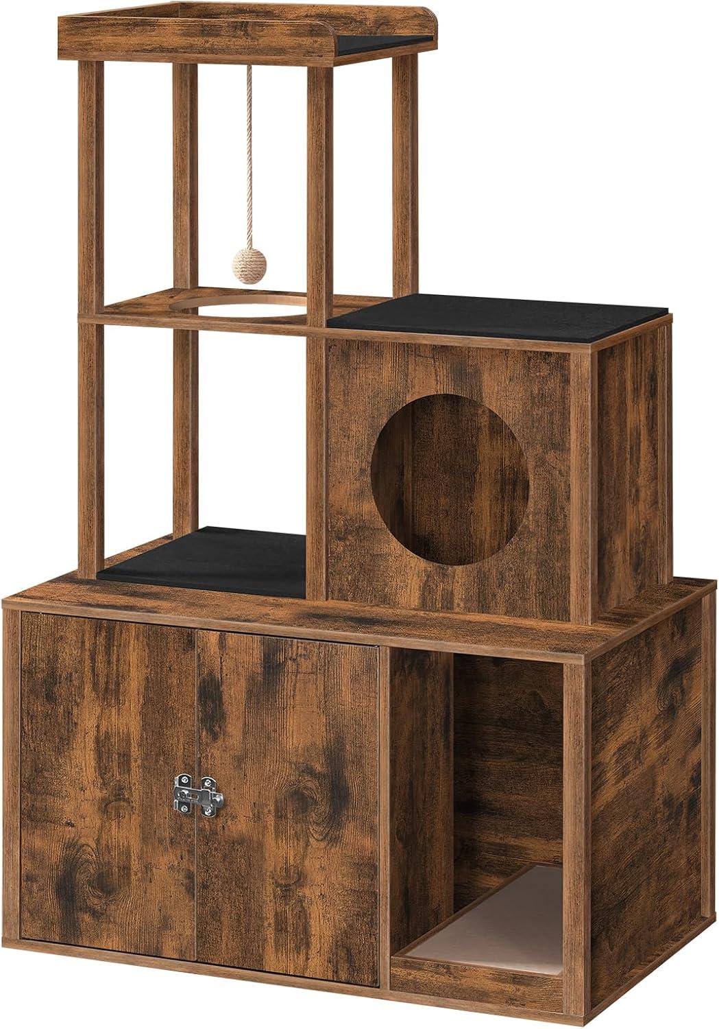 Archie & Oscar™ Cat Tree Hidden Cat Litter Box Furniture With Condo And Plush Ball