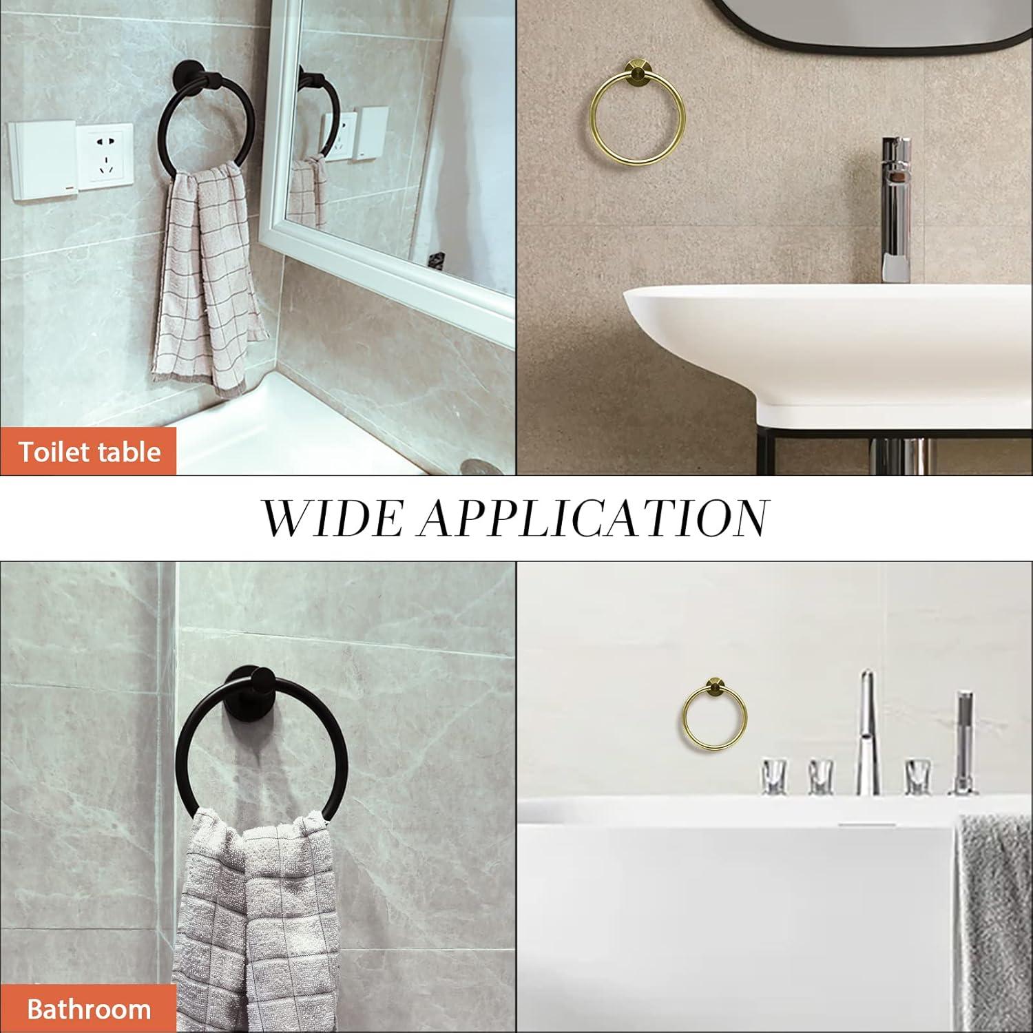 ¡Vuelta a la Escuela! Toallero de Baño, Barras para Toallas de Baño, Estante para Toallas, Organizador de Toallas de Baño Montado en la Pared, Anillo de Toalla de Mano, Toalla de Baño Redonda, Toalla de Montaje en Pared de Acero Inoxidable 304 para Cocina y Baño