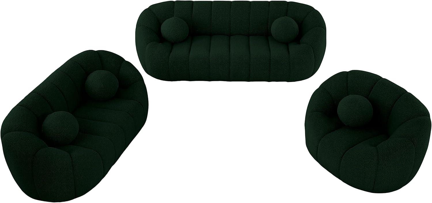 Meridian Furniture Elijah Green Boucle Fabric Sofa