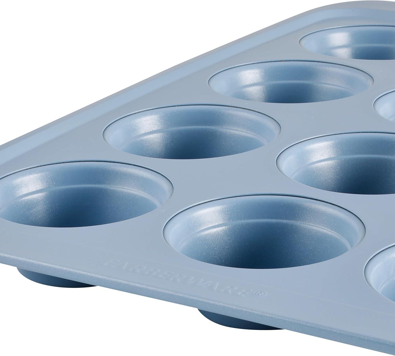 Farberware Easy Solutions Nonstick Bakeware 12-Cup Muffin Pan, Blue