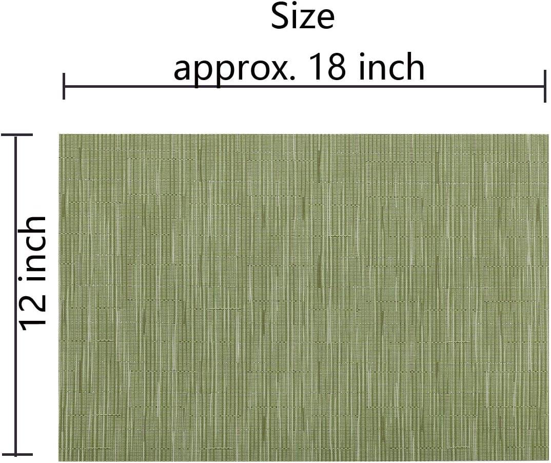 DII PVC Tweed Placemat Set 6 Piece, Fig Green, 13x17.25"