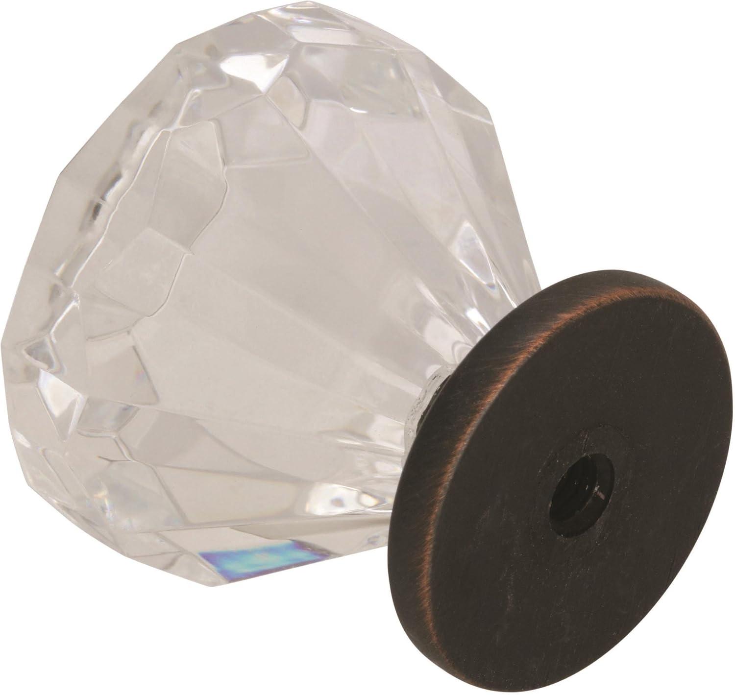 Round Clear Crystal and Oil-Rubbed Bronze Cabinet Knob